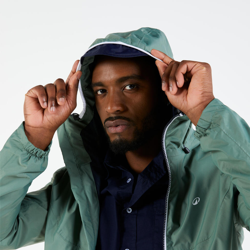 Men’s sailing waterproof jacket - Sailing 100 navy white