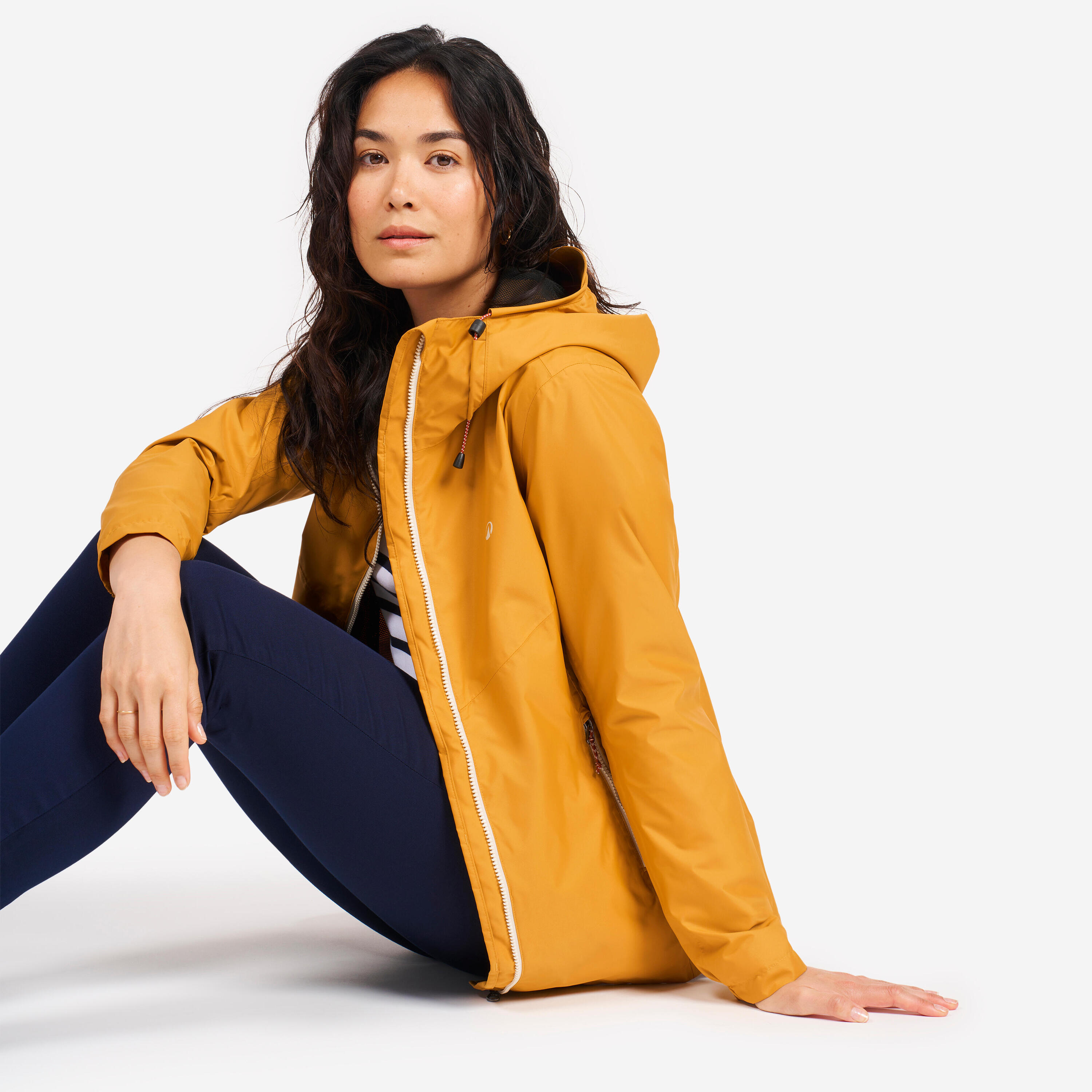 Chamarra Vela Sailing 100 Mujer Ocre Impermeable 18/23
