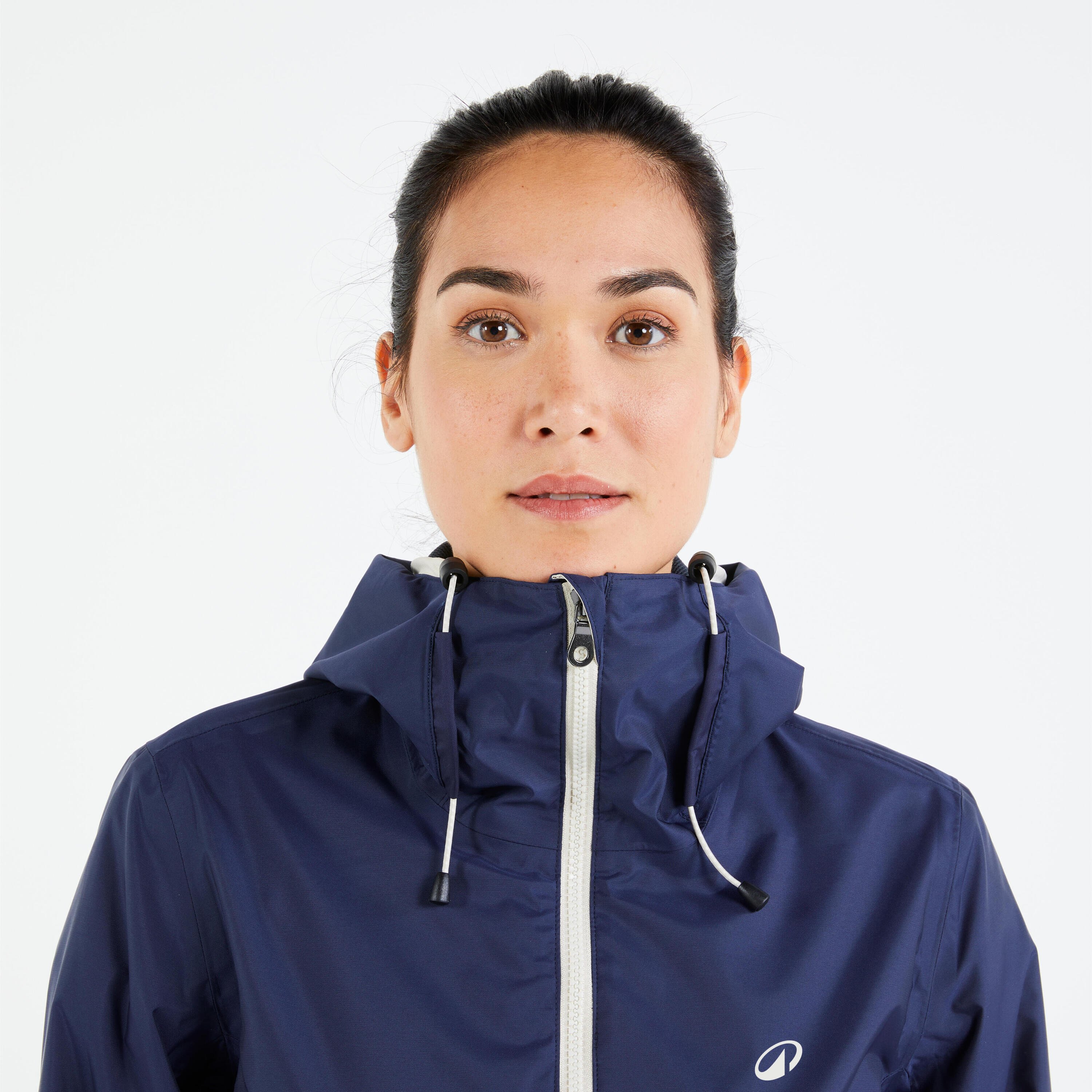 Chamarra de vela impermeable azul marino para mujer Sailing 100 16/18
