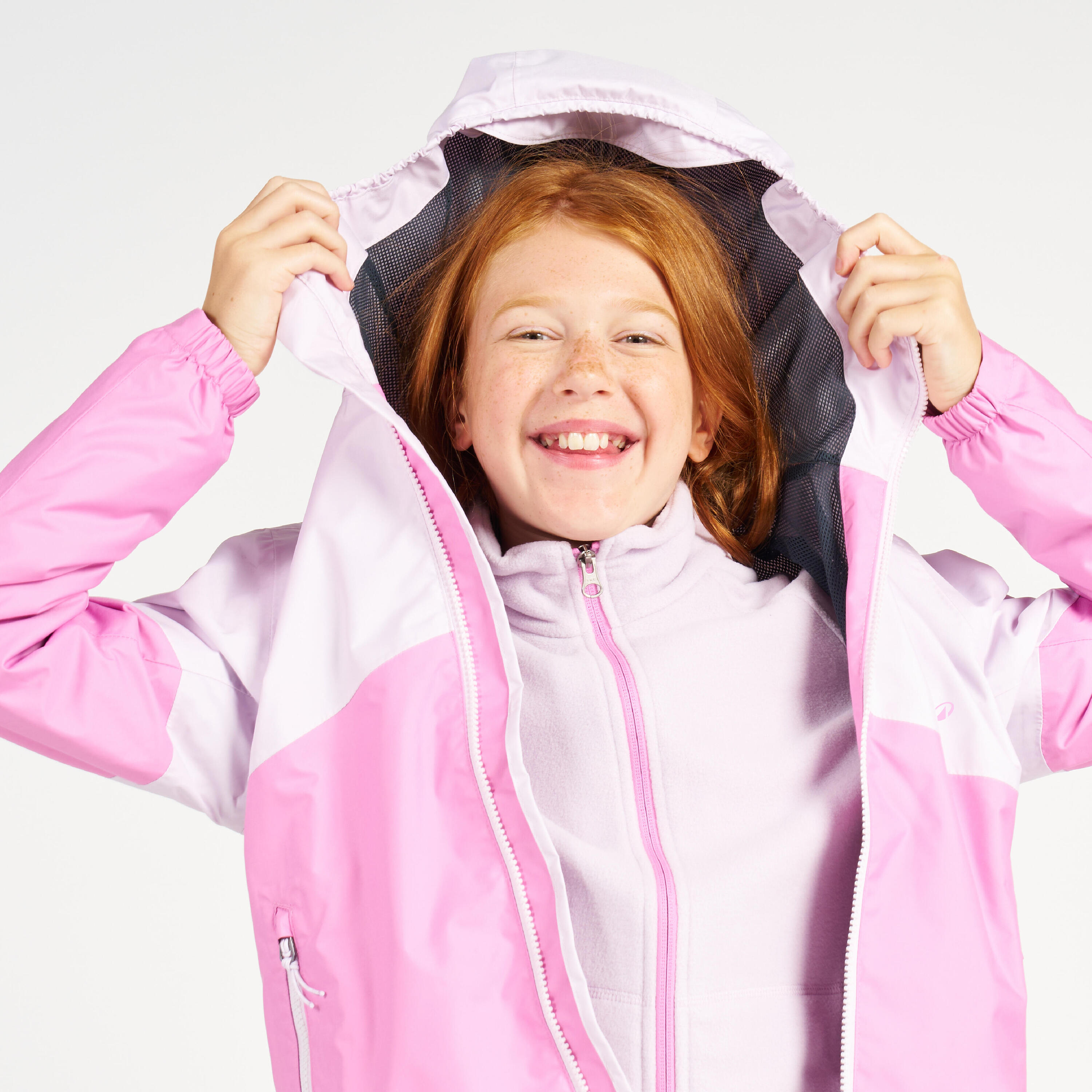 Kid’s waterproof sailing jacket - wet-weather jacket SAILING 100 lavender pink 27/31