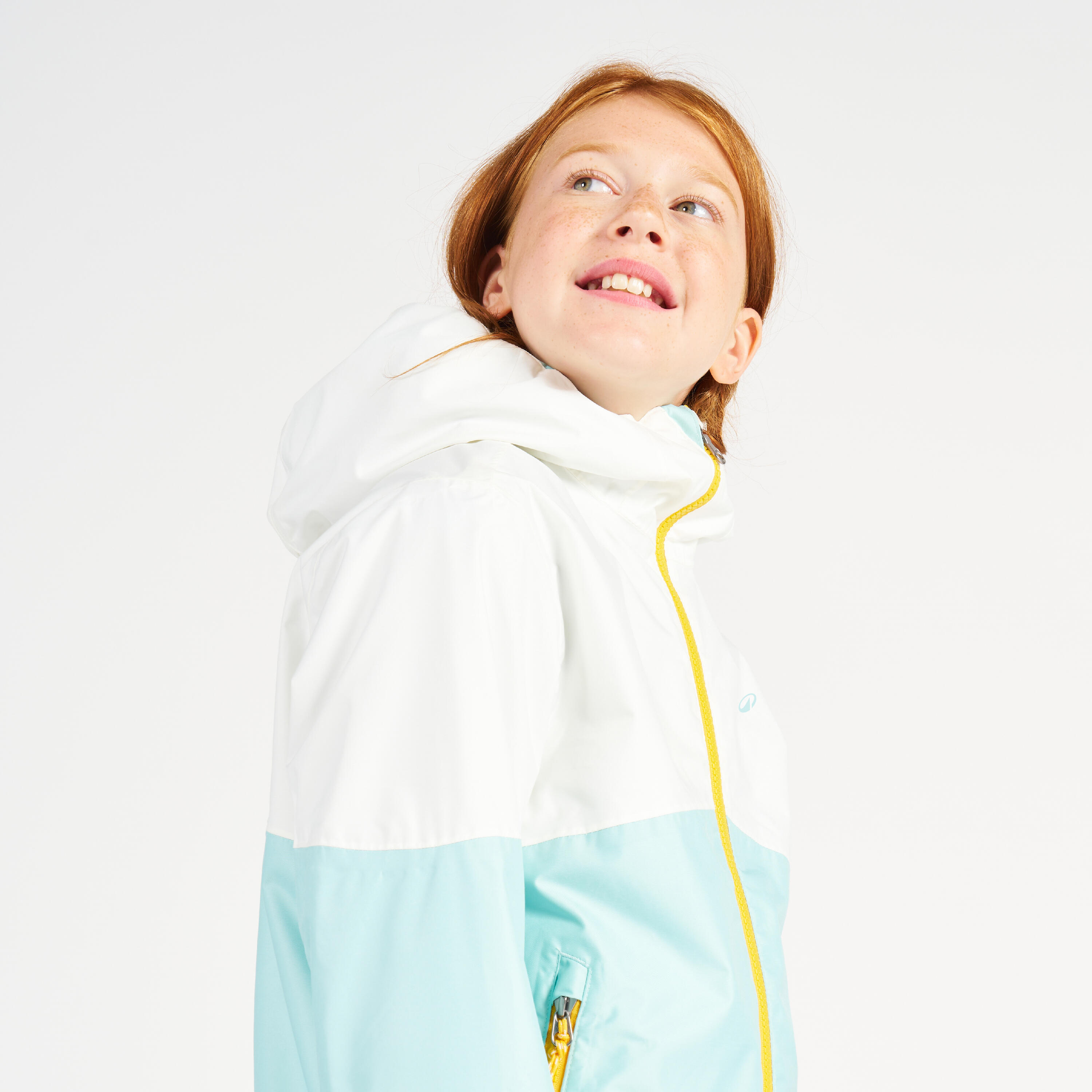 Giacca vela bambino SAILING 100 impermeabile bianco-azzurro 5/13