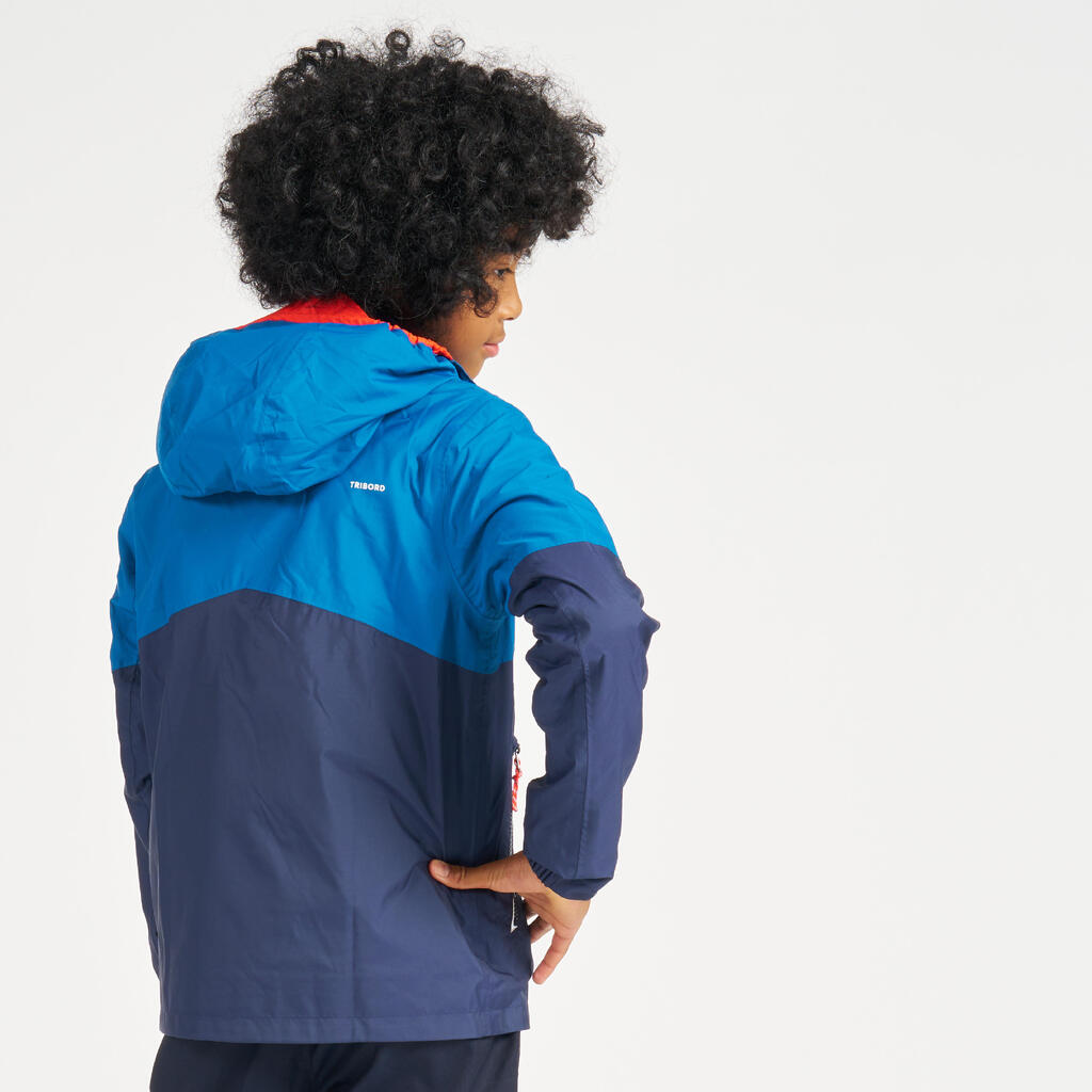 Kids’ waterproof sailing jacket - Sailing 100 rain jacket blue lemon yellow