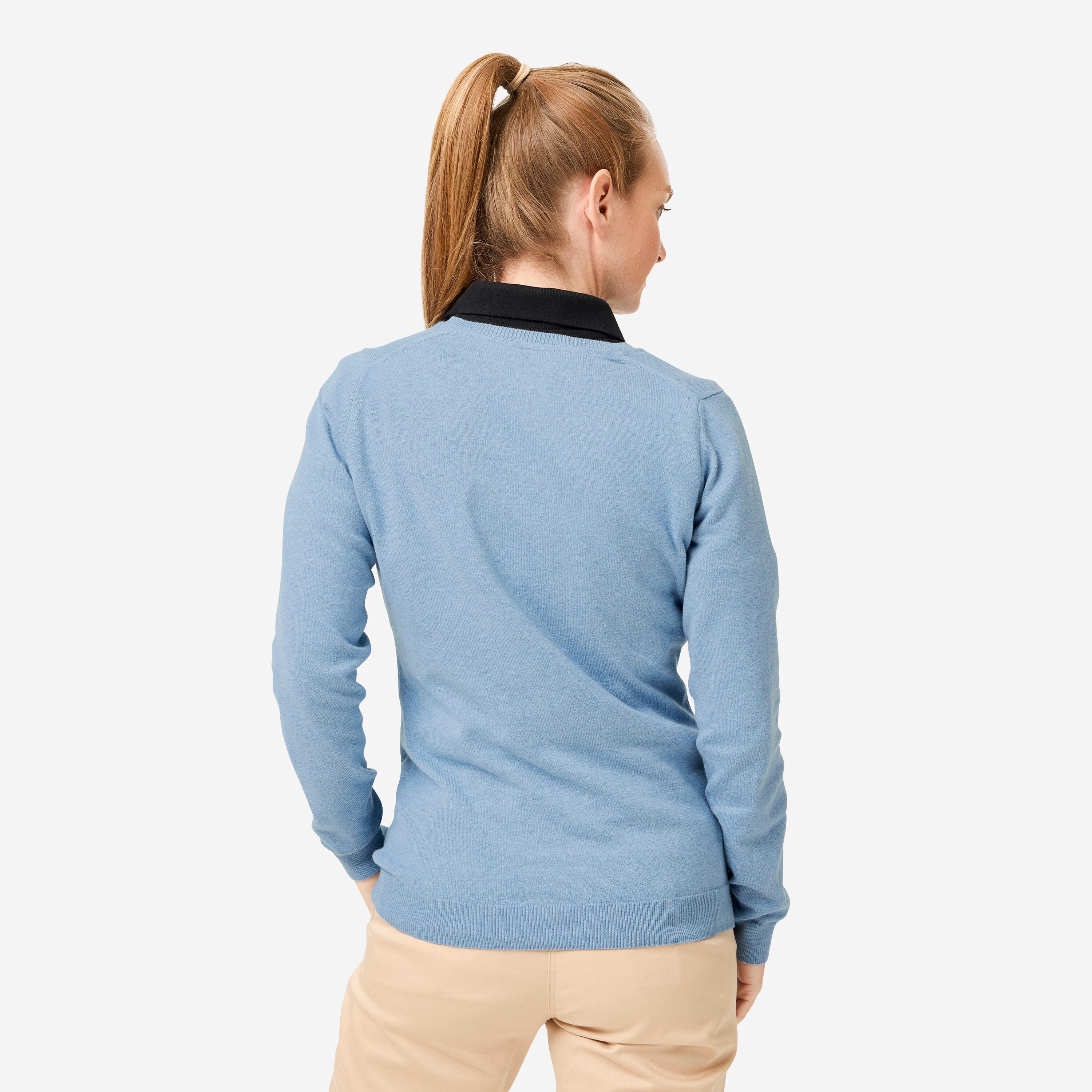 Pull de golf 100% coton col V femme, MW100 bleu 4/6
