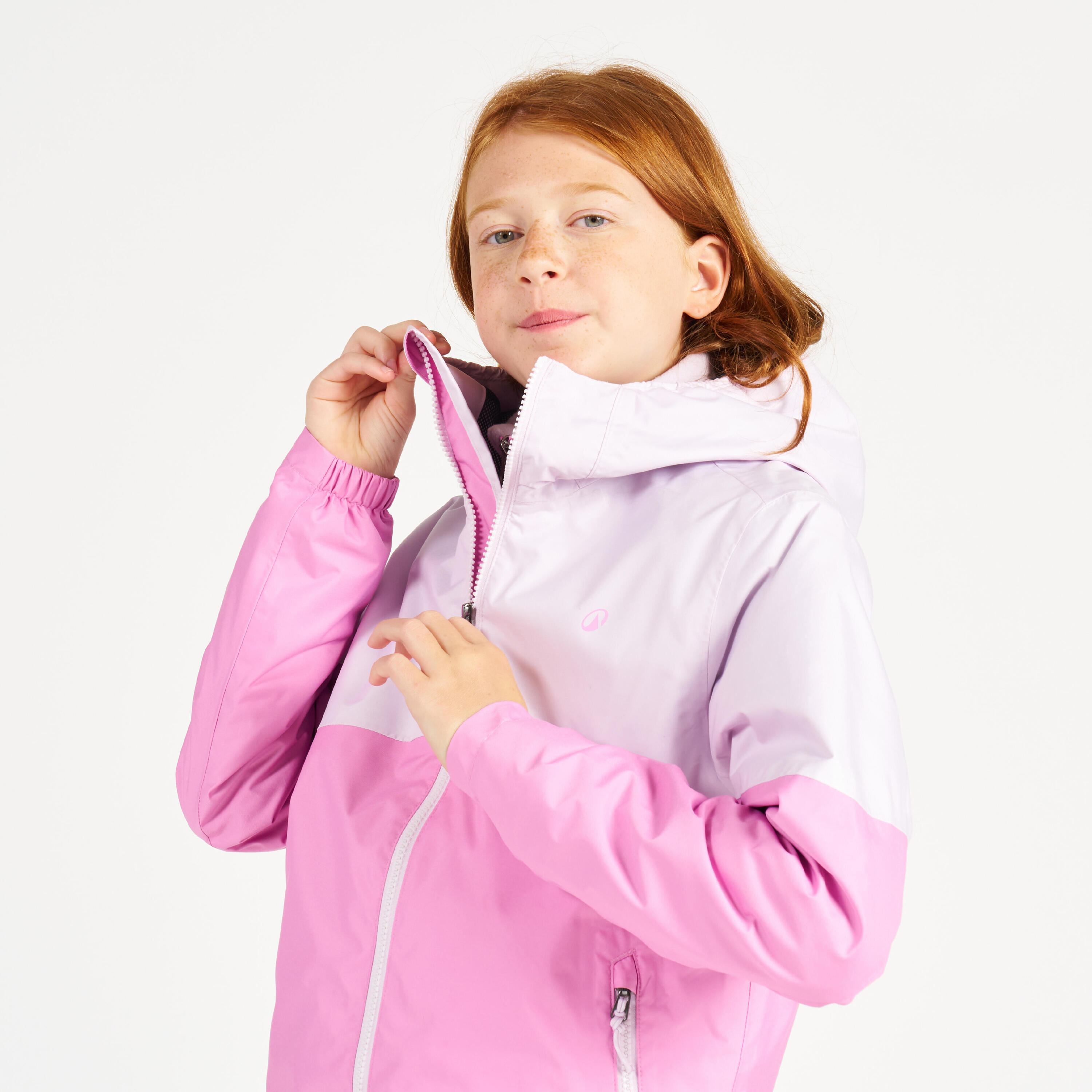 Kid’s waterproof sailing jacket - wet-weather jacket SAILING 100 lavender pink 25/31