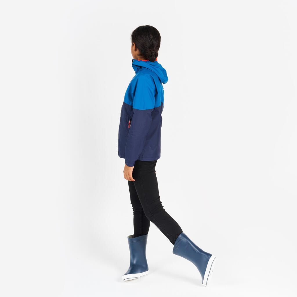 Kids’ waterproof sailing jacket - Sailing 100 rain jacket blue lemon yellow