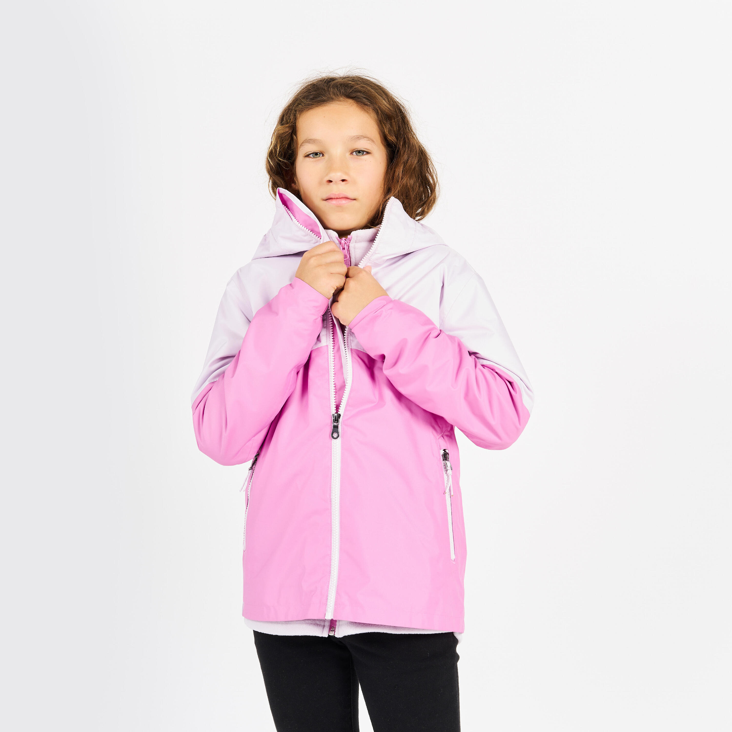 Kid’s waterproof sailing jacket - wet-weather jacket SAILING 100 lavender pink 15/31