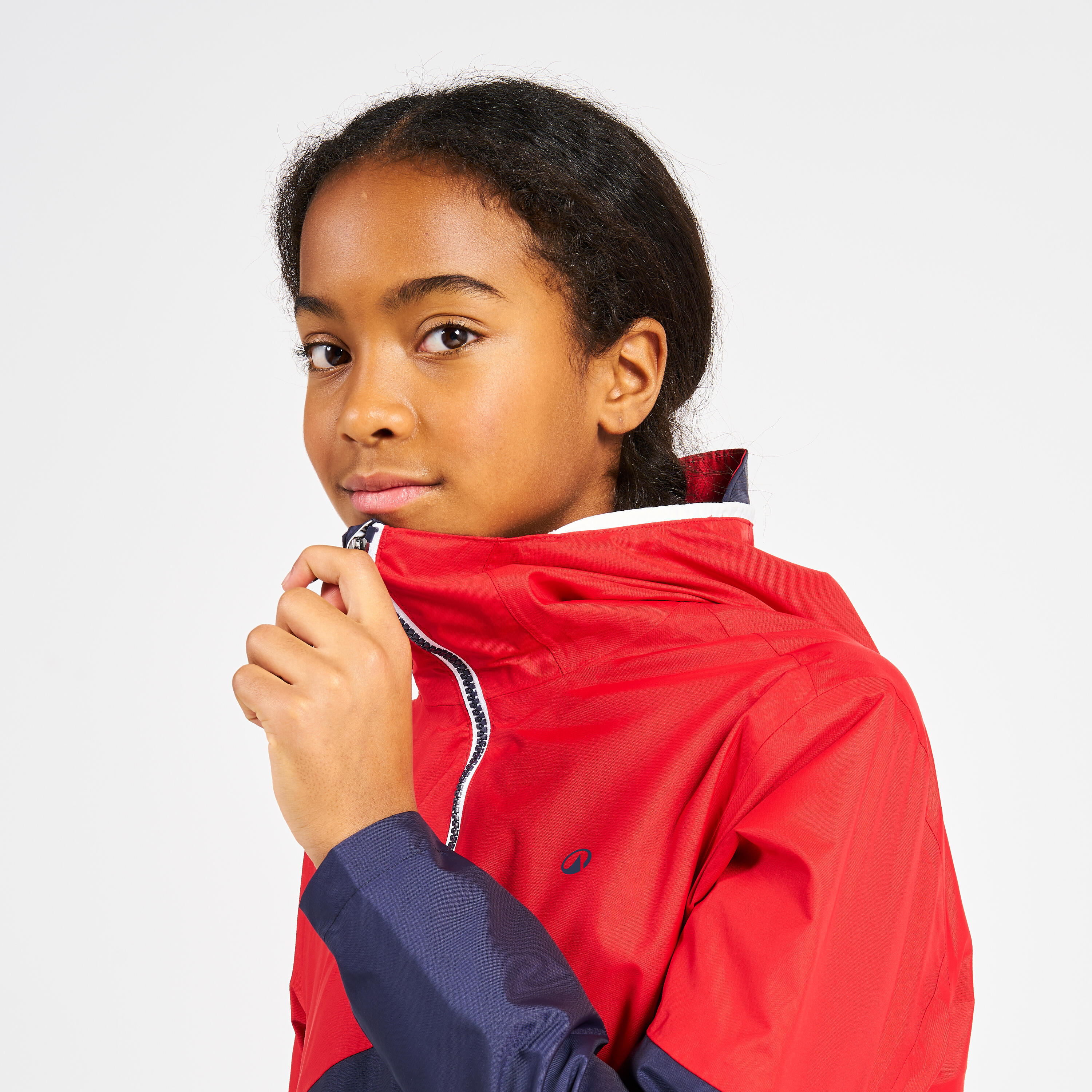 Zeiljas regenjas voor kinderen Sailing 100 blauw rood 4/11