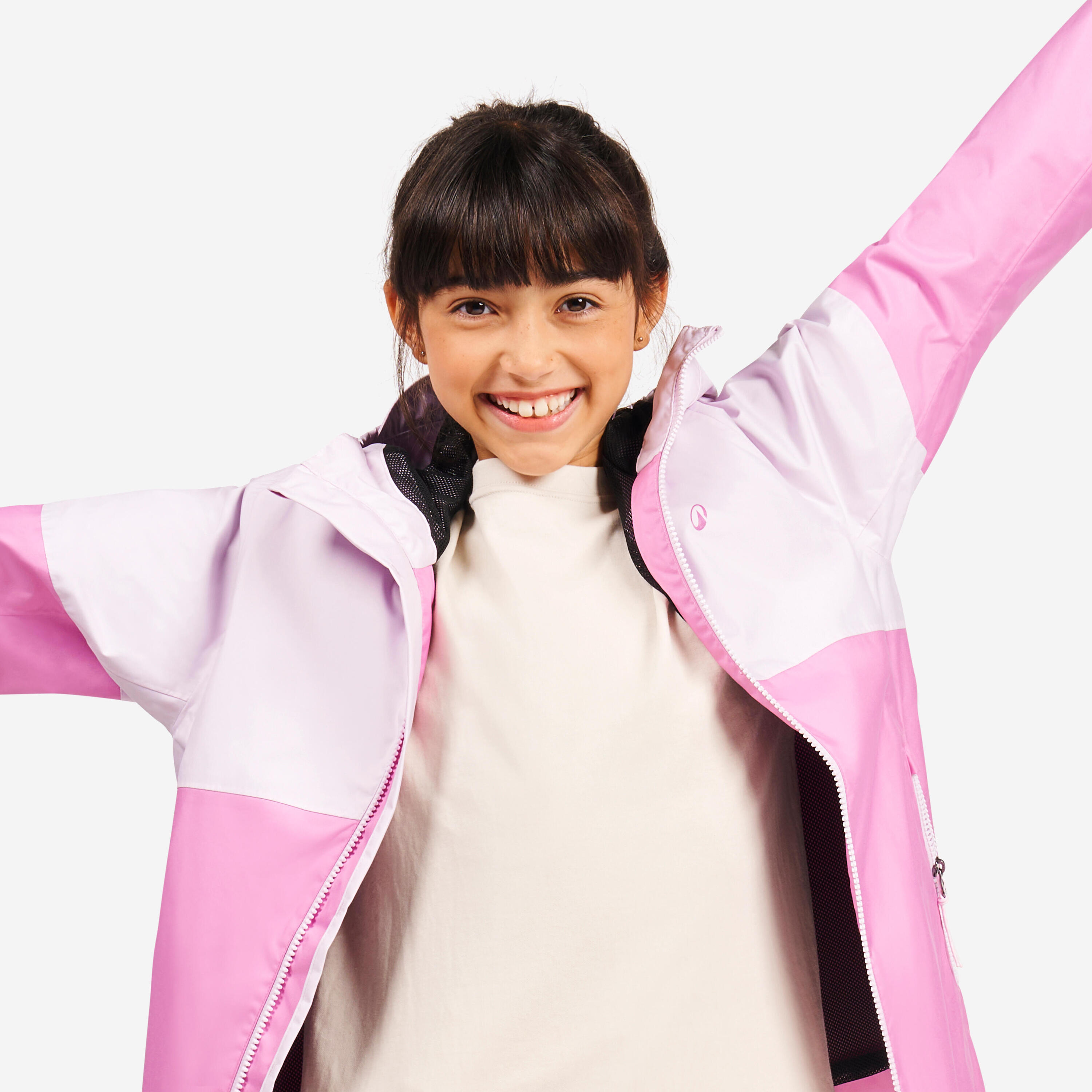 Kid’s waterproof sailing jacket - wet-weather jacket SAILING 100 lavender pink 28/31