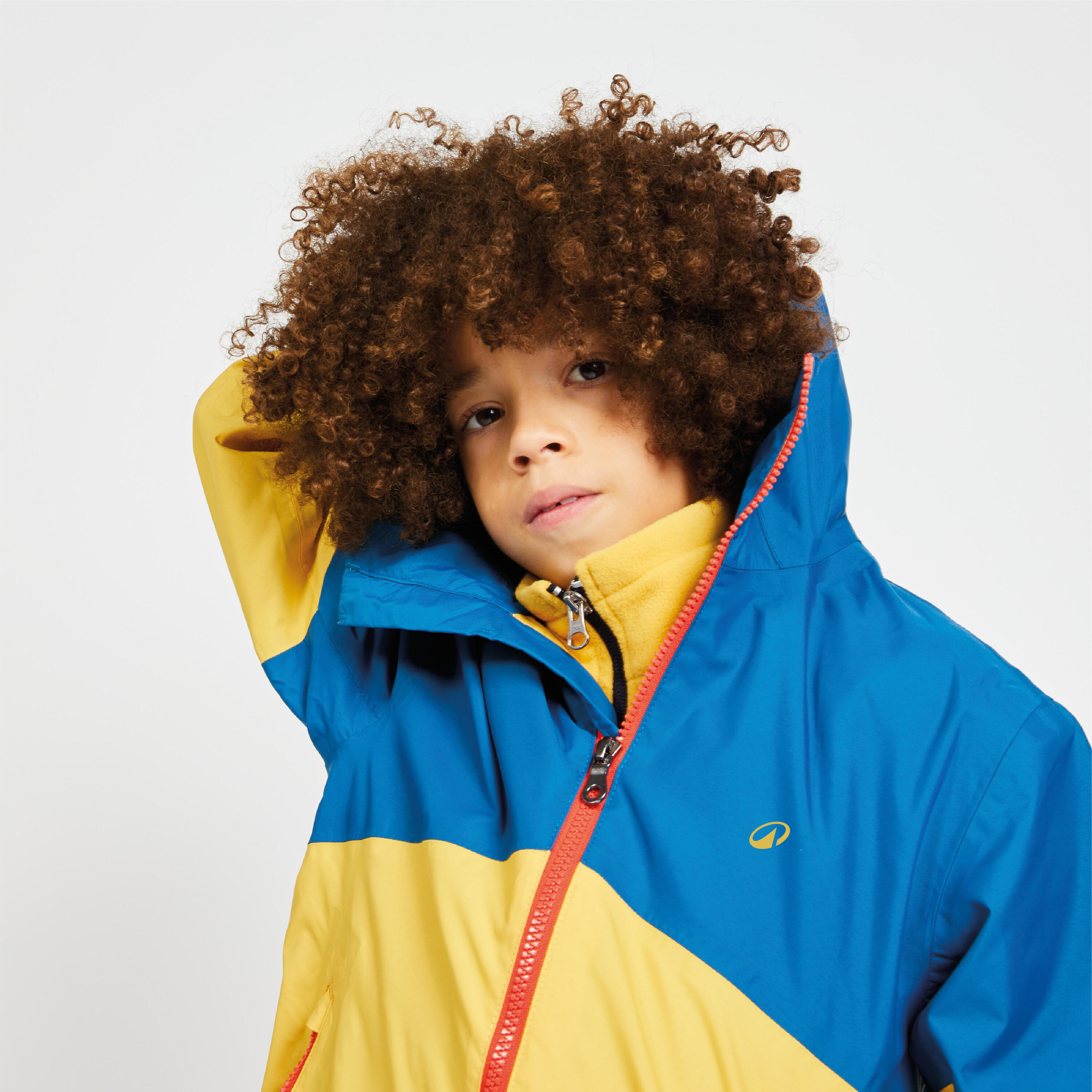 Veste imperméable et coupe vent de voile enfant, 100 jaune bleu 3/8