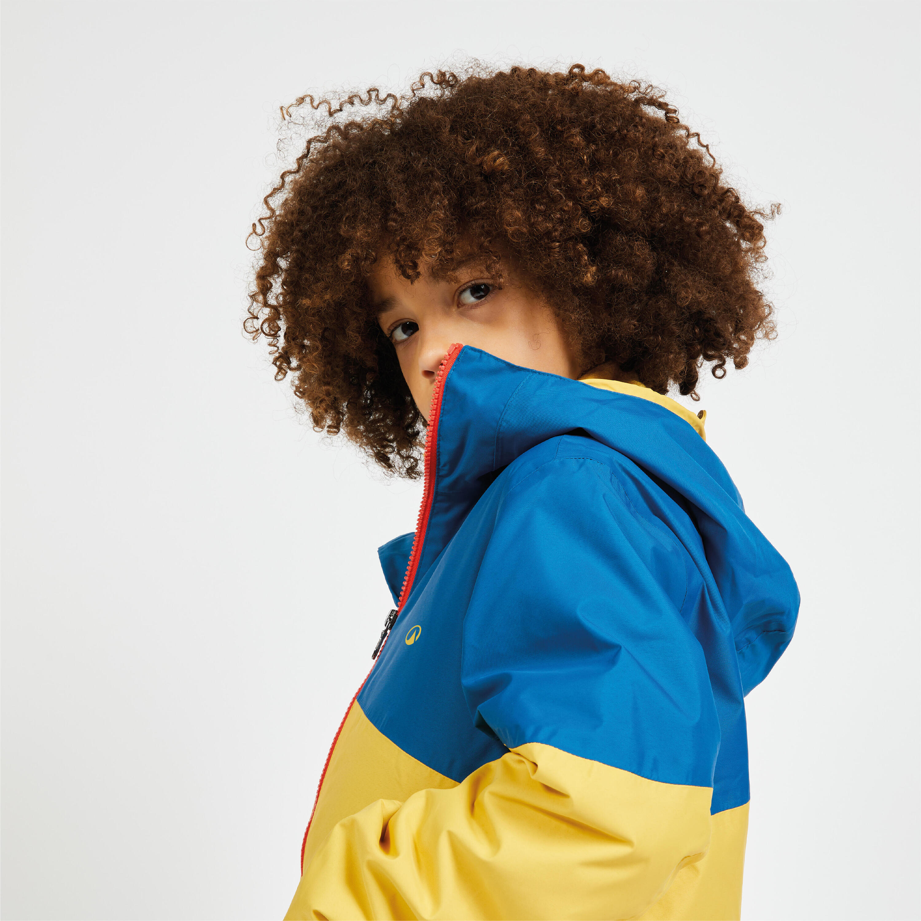 Veste imperméable et coupe vent de voile enfant, 100 jaune bleu 4/8