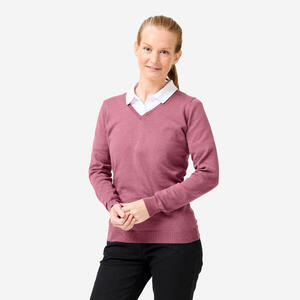 Jersey de golf 100 % algodón cuello V mujer, MW100 violeta gris