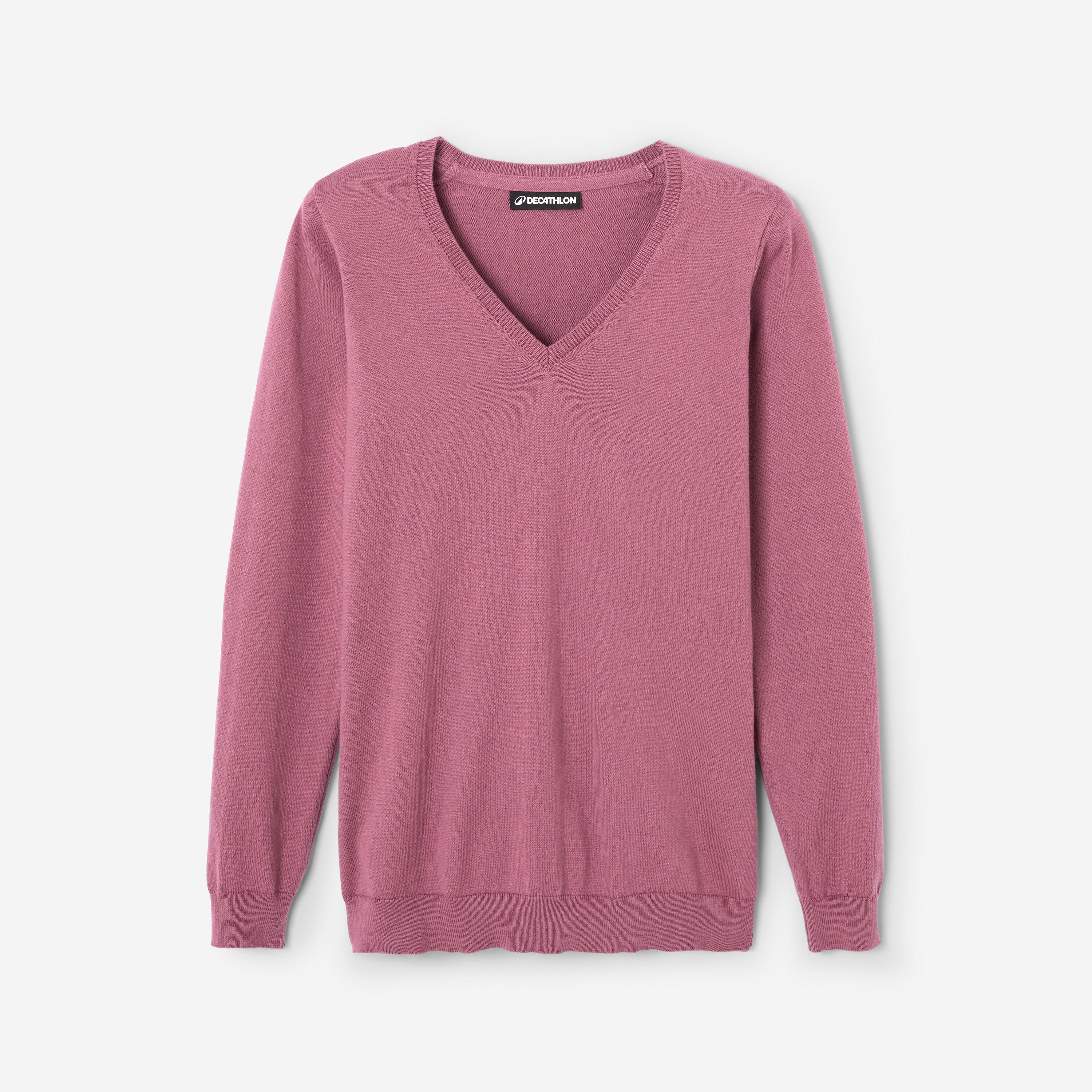 Pull de golf 100% coton col V femme, MW100 violet grisé 7/7