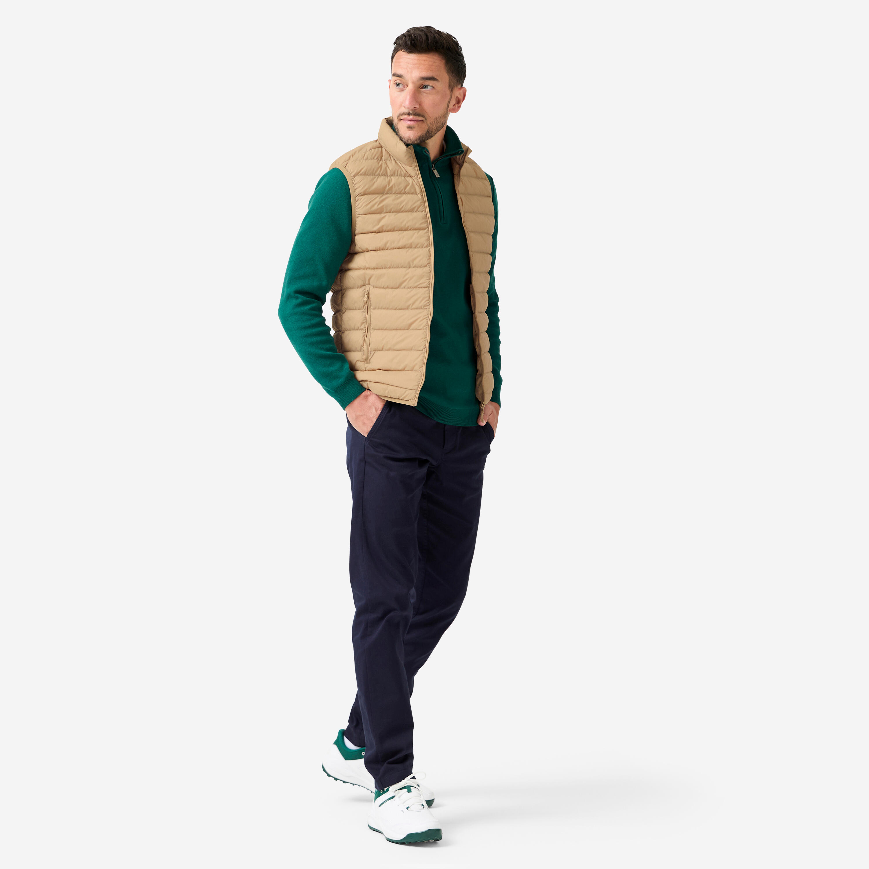 Men s golf sleeveless down jacket - Men%E2%80%99s%20golf%20sleeveless%20down%20jacket,%20MW500%20beige