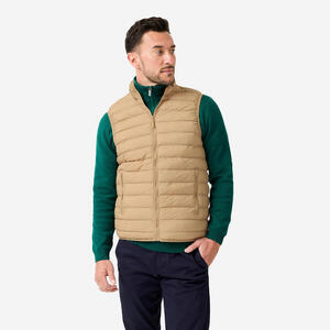 Chaqueta acolchada de golf sin mangas hombre, MW500 beige