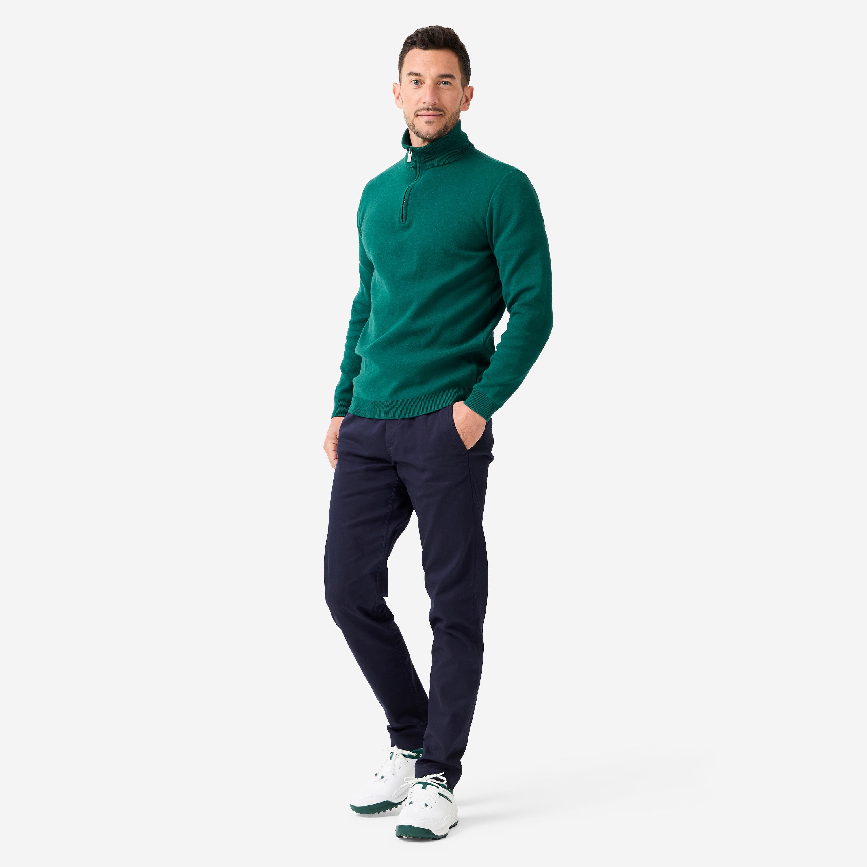 Pull de golf col montant zippé Homme, MW500 vert 2/10