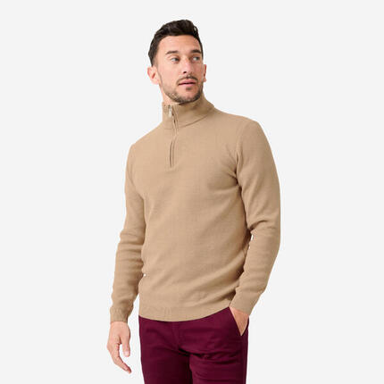 Pull de golf col montant zippé 100% coton Homme, MW500 marine
