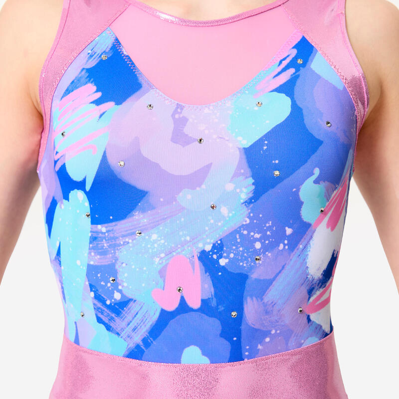 Maillot de Ginástica sem Mangas Menina Azul/Rosa