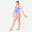 Justaucorps de gymnastique sans manches fille, bleu et rose