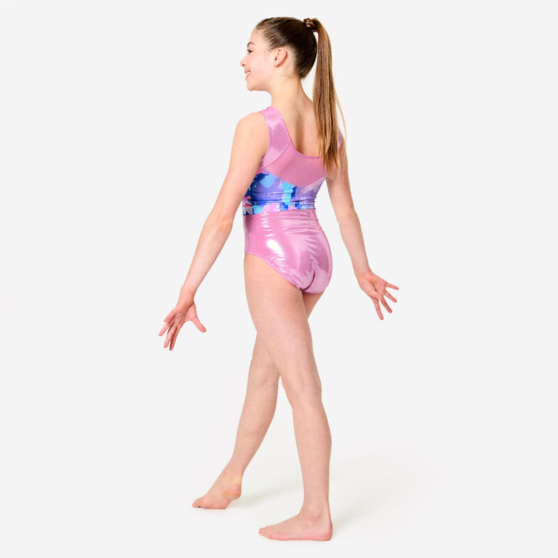 Maillot de Ginástica sem Mangas Menina Azul/Rosa