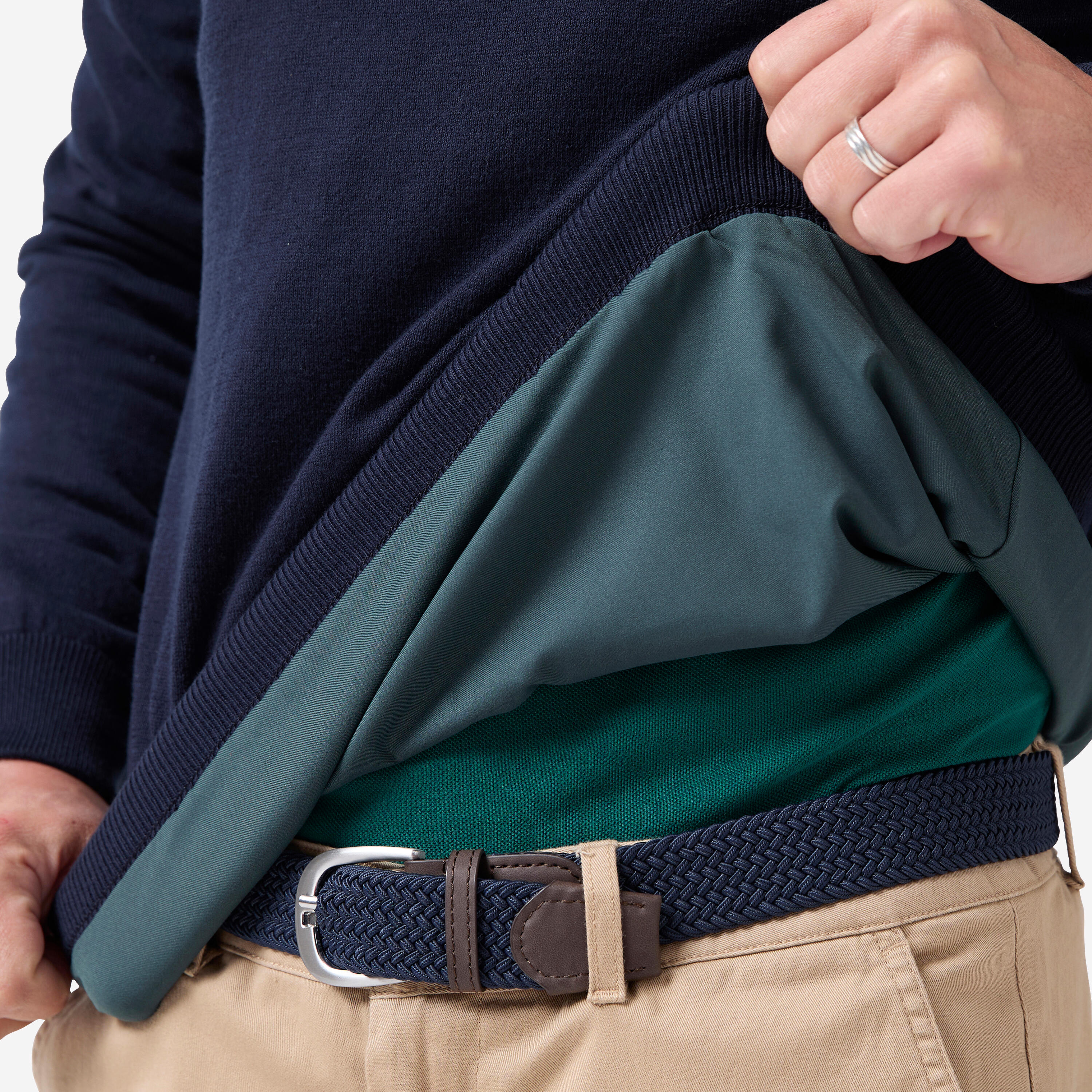 Pull de golf coupe-vent col montant zippé Homme, MW500 bleu marine 5/8