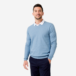 Pull de golf 100% coton col V homme, MW100 bleu