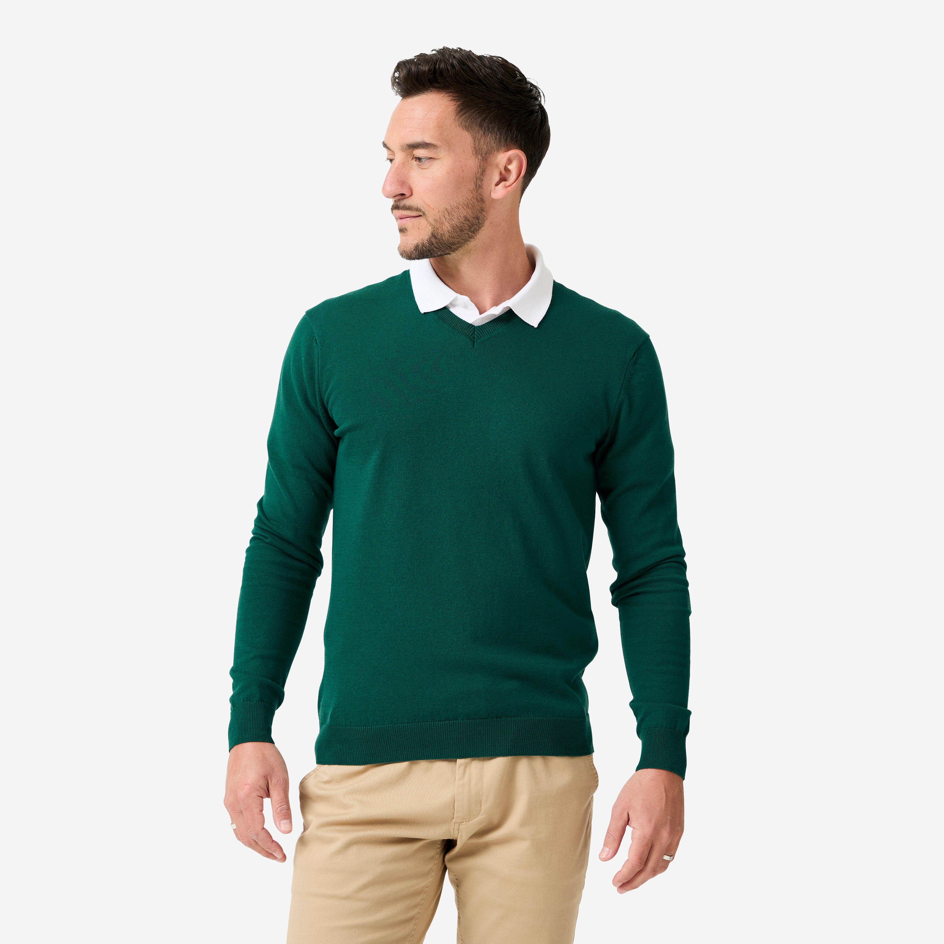 Sweter do golfa męski MW100 dekolt w serek