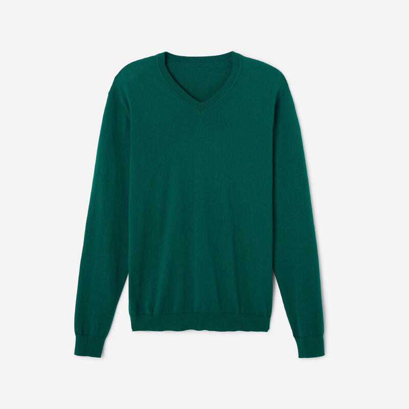 Pulover golf 100% bumbac cu guler în V MW100 Verde Bărbați