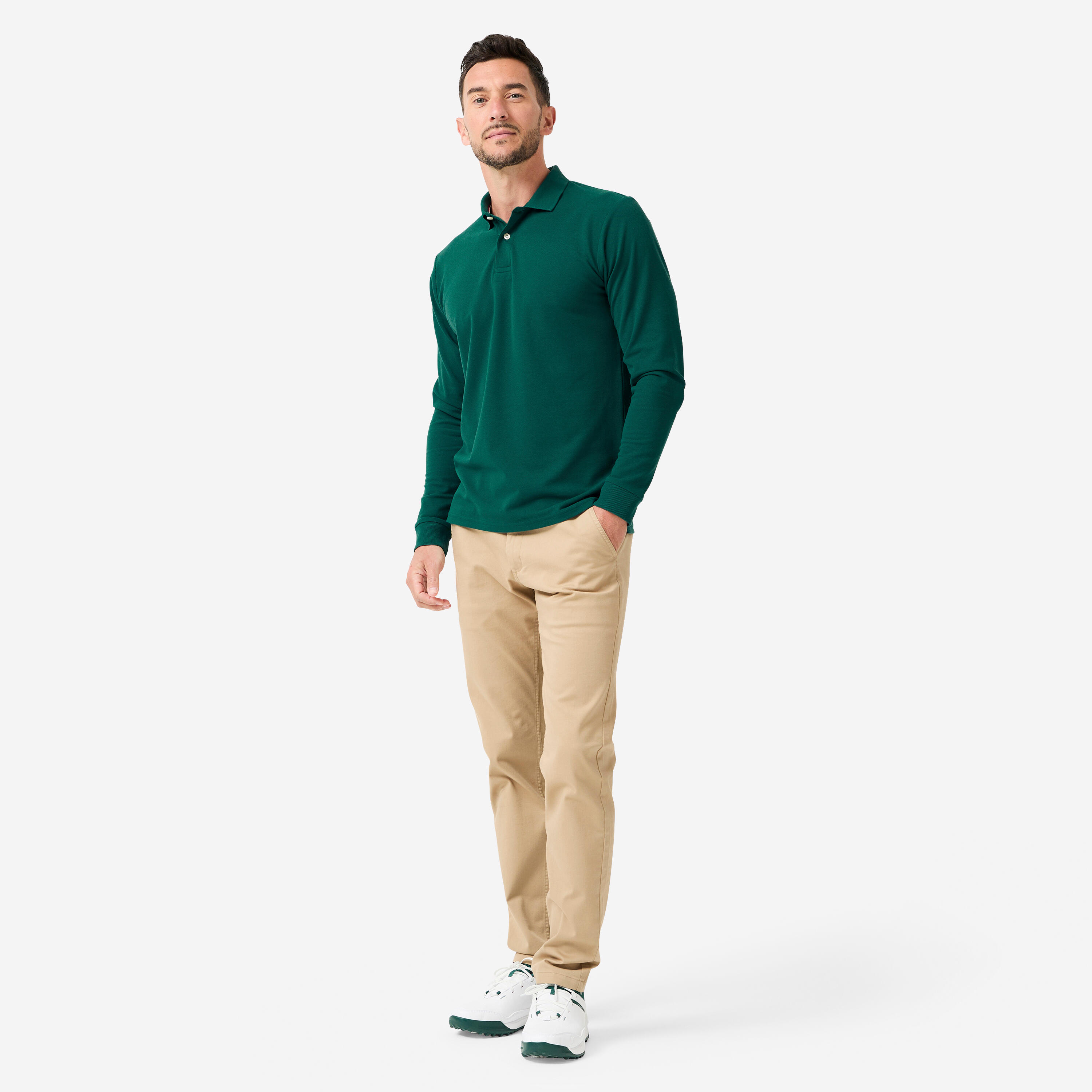 Polo de golf manches longues Homme,  MW500 vert 2/8