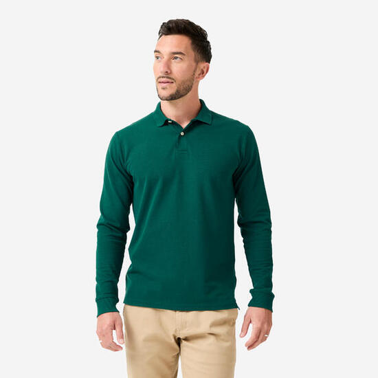 Herren Golf Poloshirt langarm - MW500 grün