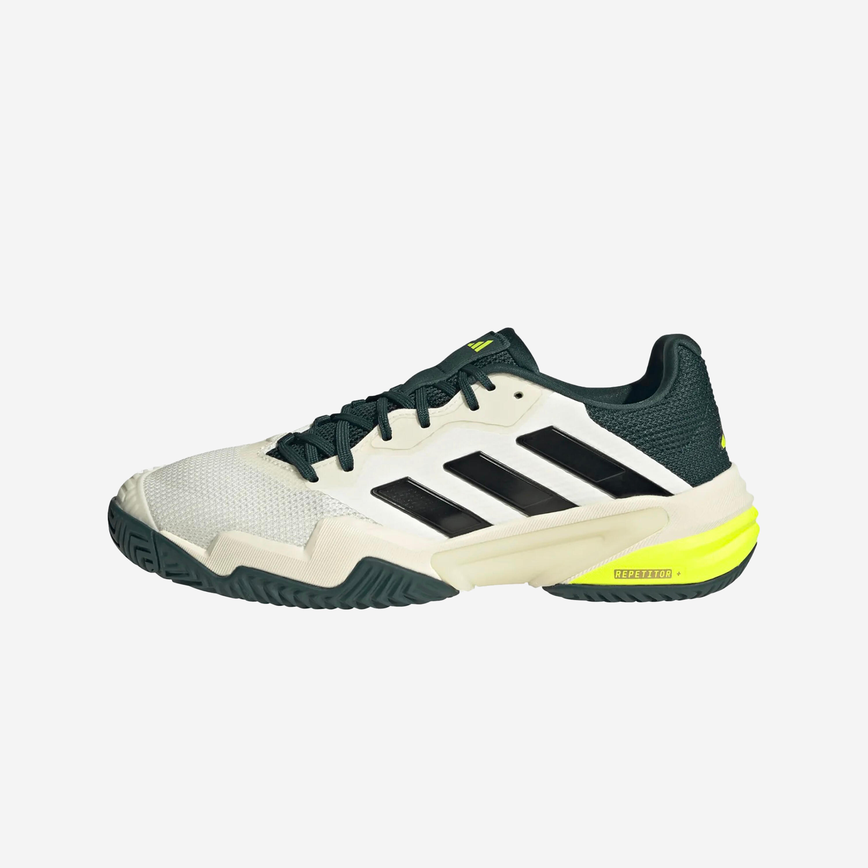 Chaussures de tennis multicourt homme - adidas Barricade 13 blanc cassé vert 1/16