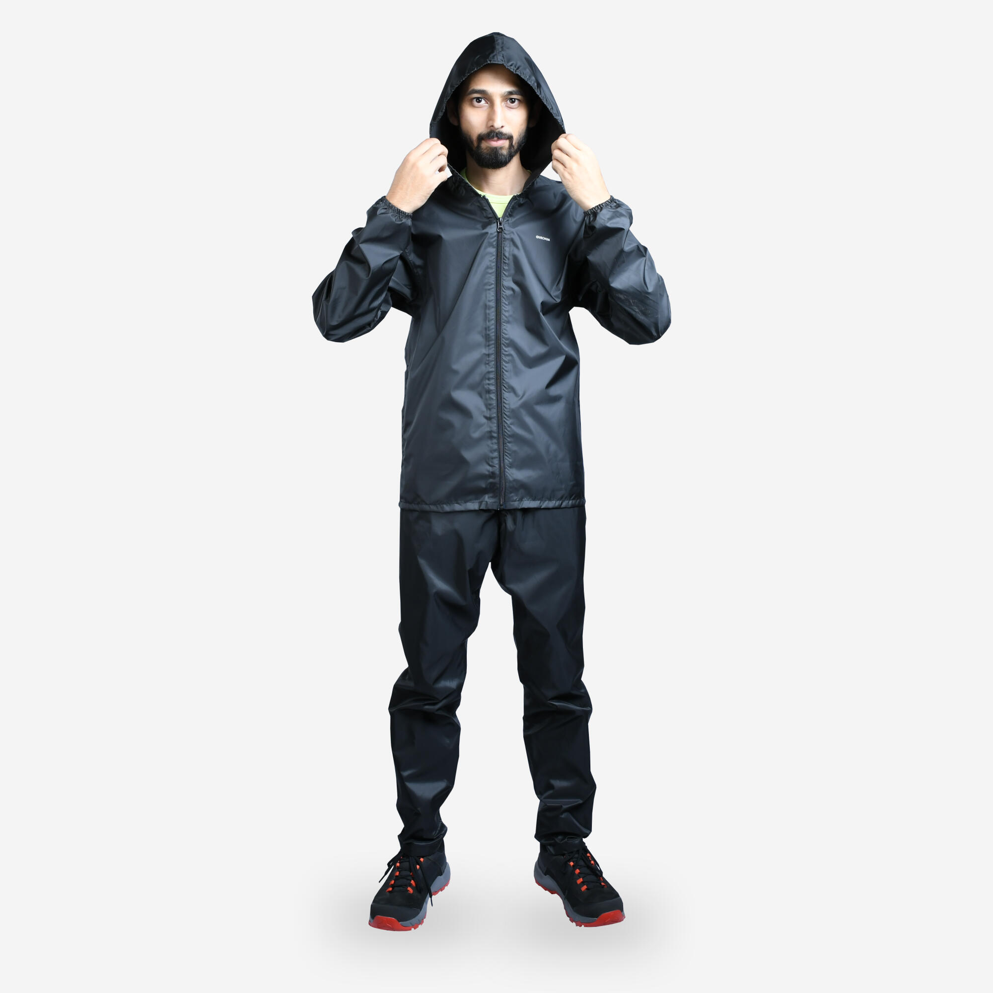 Rain Jacket Pant Set Men Black