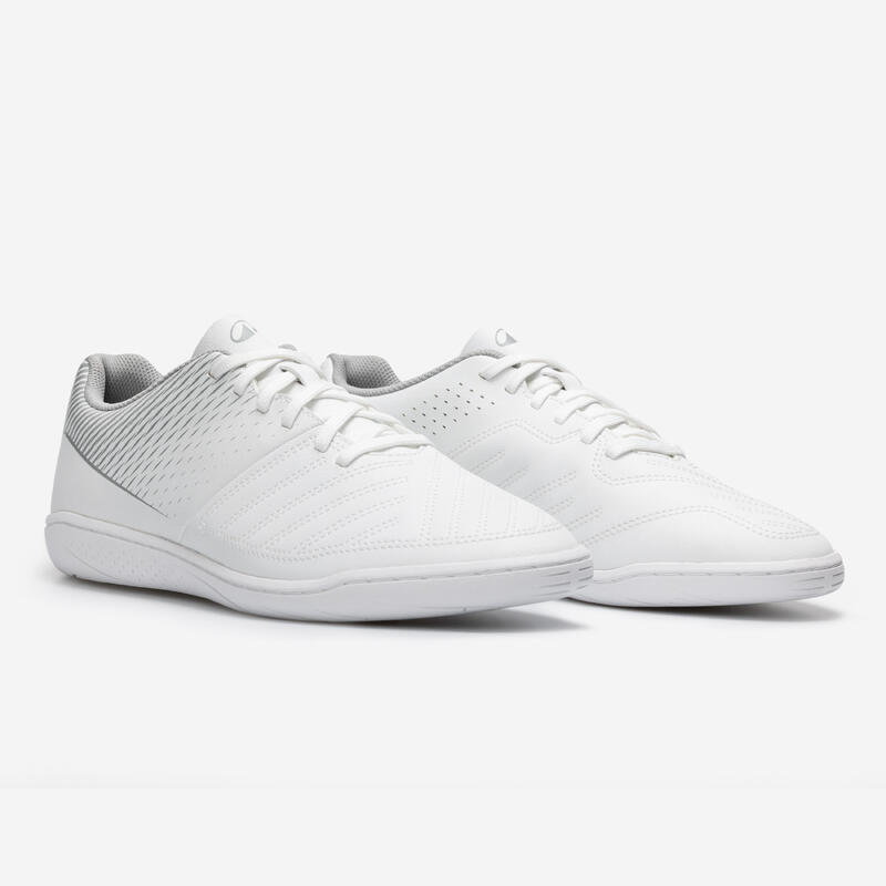 Chaussures de futsal 100 Blanc Gris Adulte