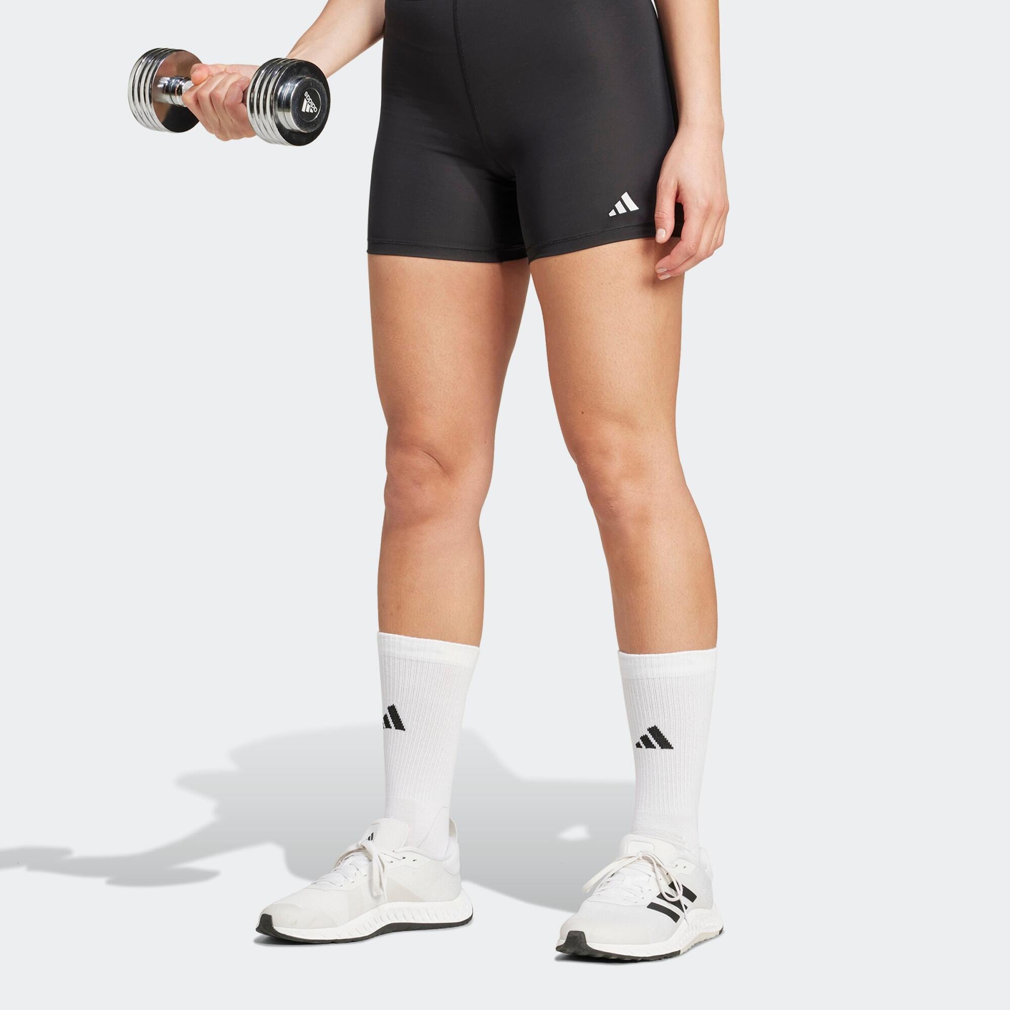 Pantaloncini ciclisti ADIDAS donna palestra slim fit cotone neri 7/11