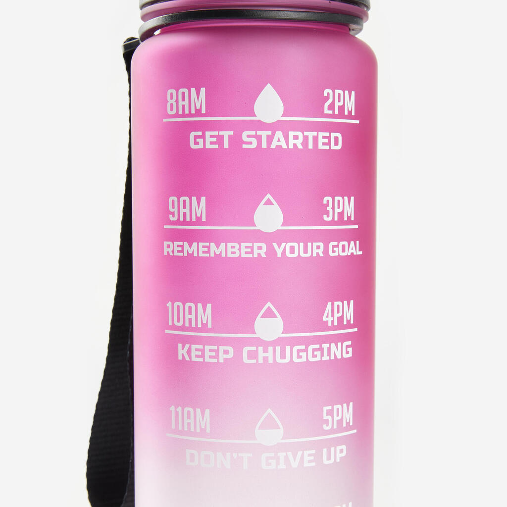 Fitness Bottle Motivation 1 L - Raspberry
