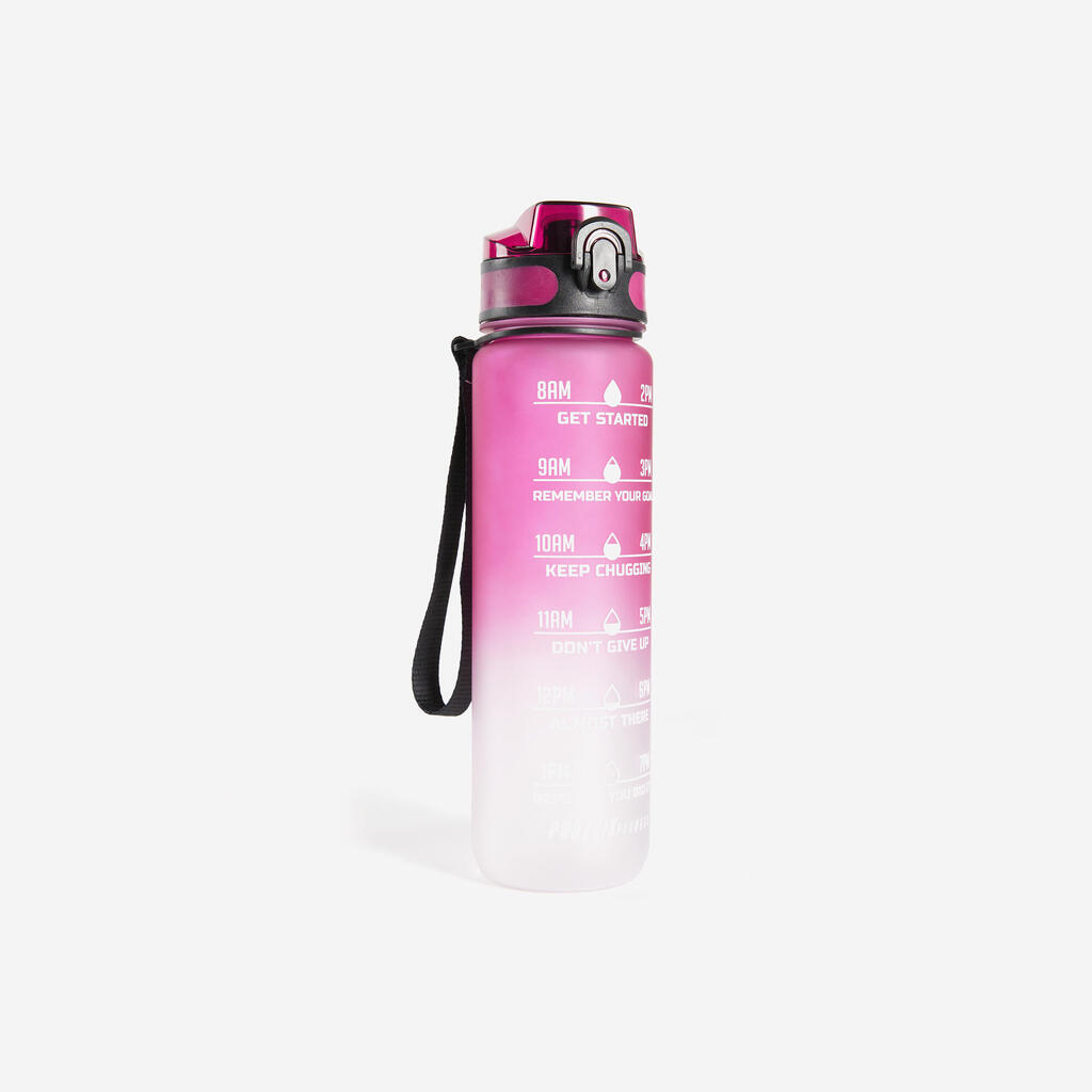 Fitness Bottle Motivation 1 L - Raspberry