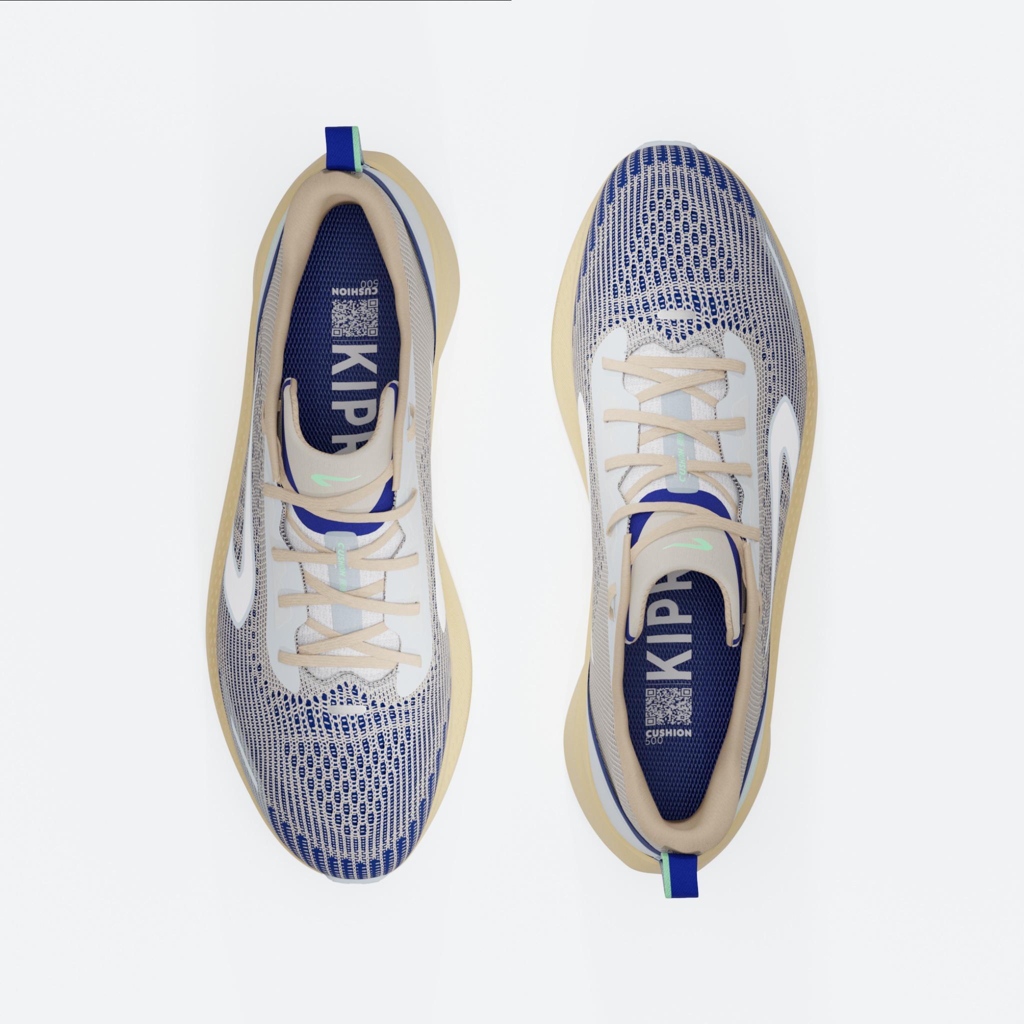 Kiprun Cushion 500 Women's Running Shoes - Beige/Blue 7/9