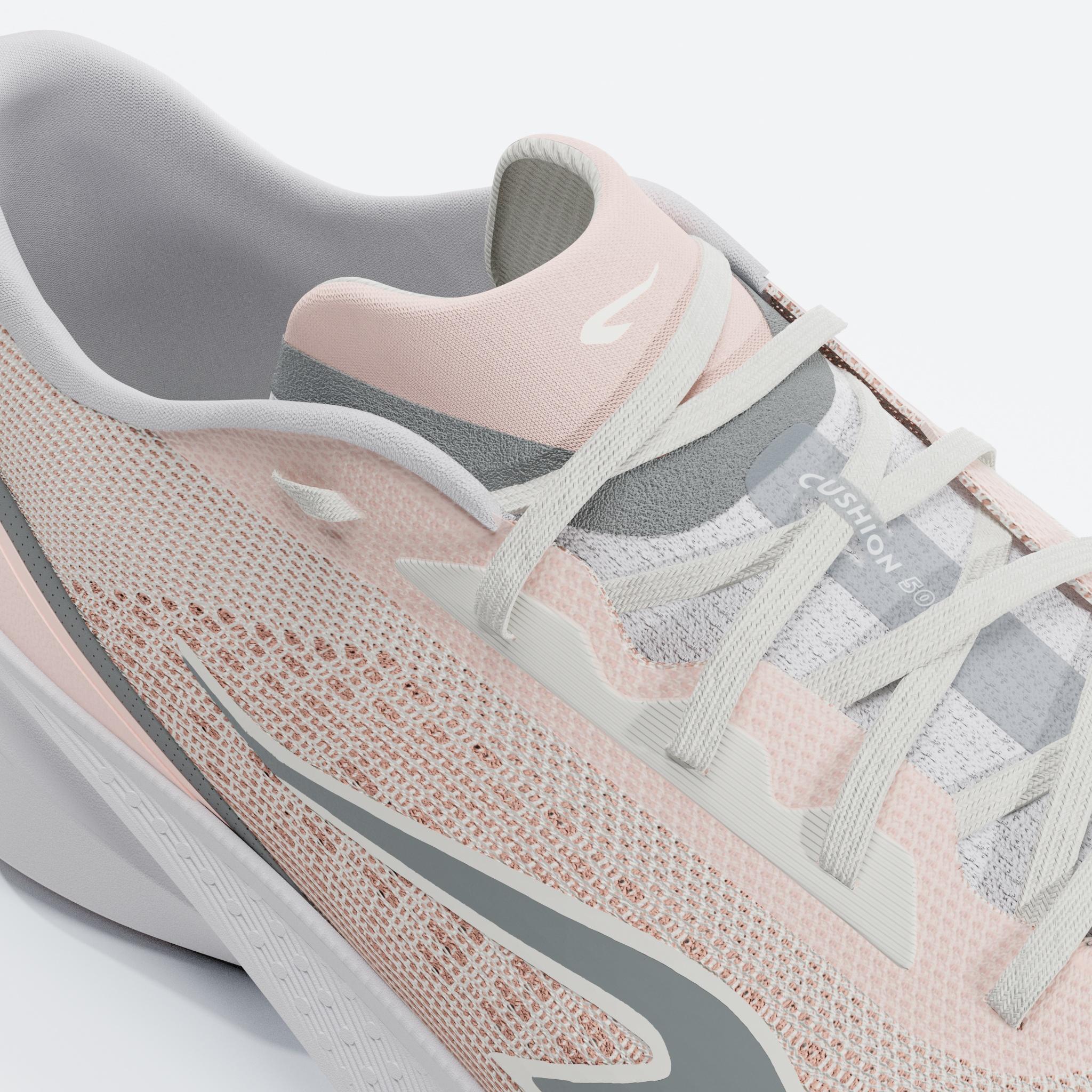 Scarpe running donna CUSHION 500 beige-rosa 8/8