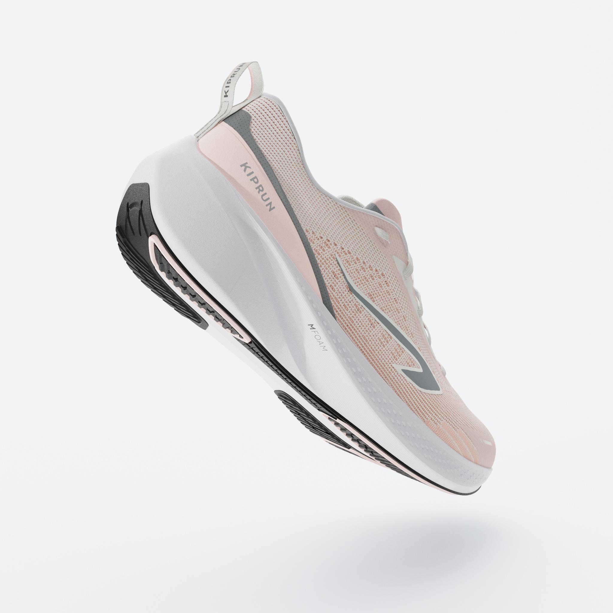 Scarpe running donna CUSHION 500 beige-rosa 3/8
