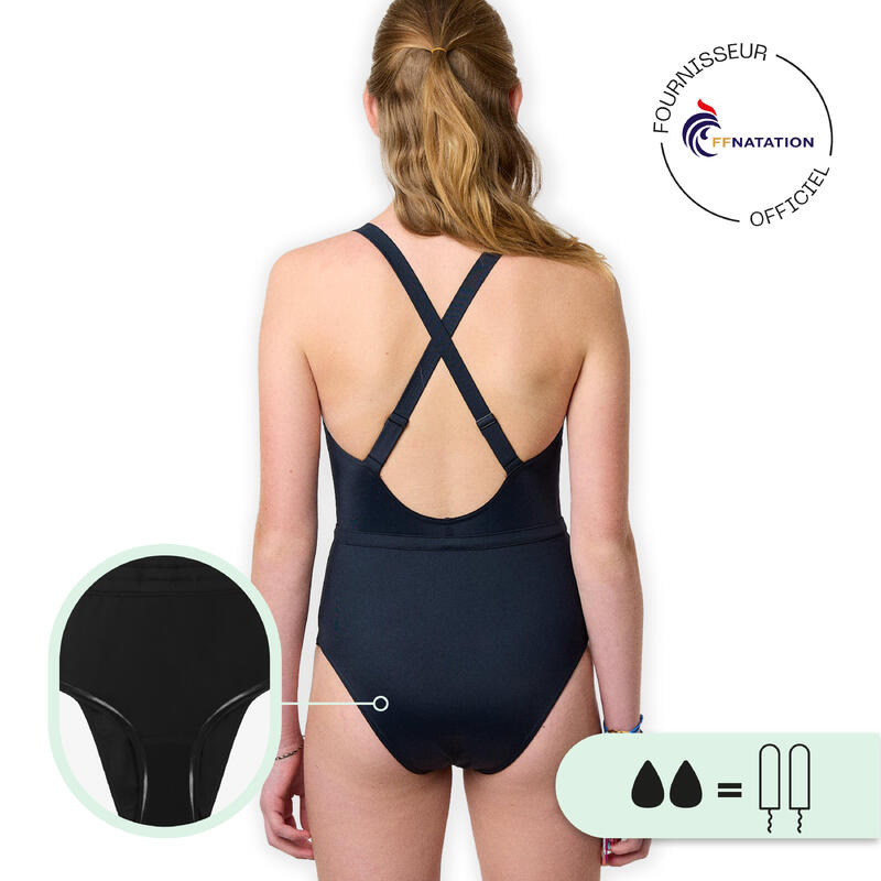 Maillot de bain menstruel étanche 1 pièce Ado - Flux moyen - SMOON Métis