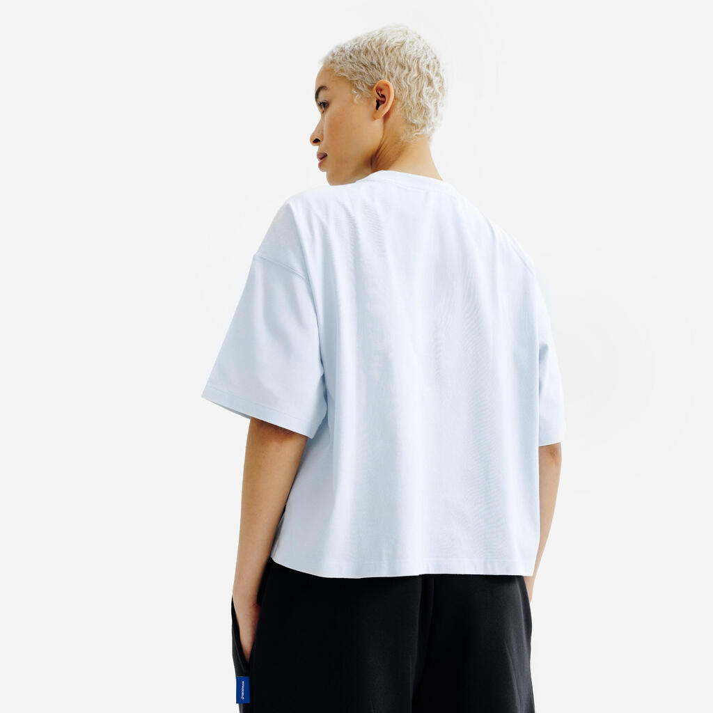 T shirt crop top femme, Elementals, bleu pale