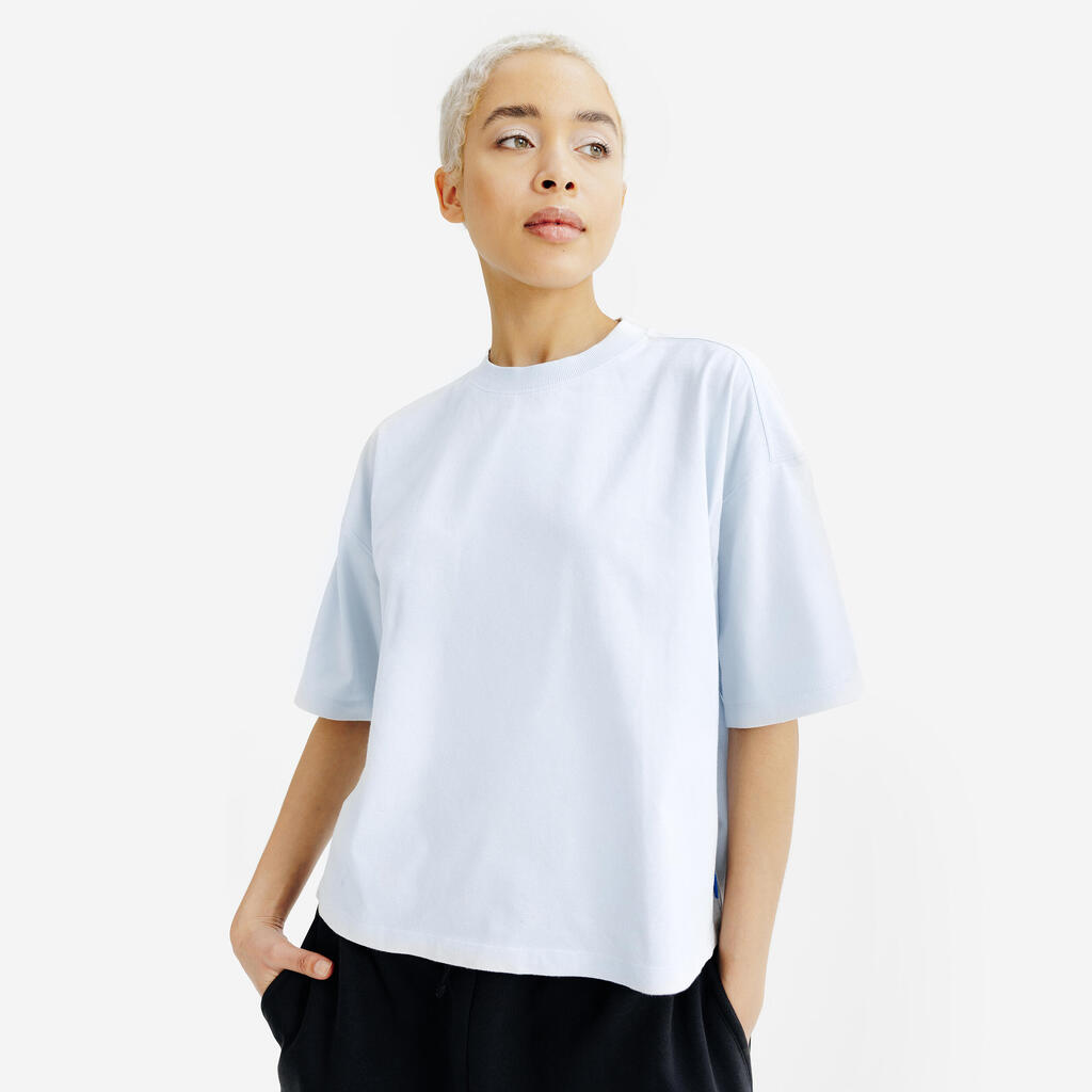 T shirt crop top femme, Elementals, bleu pale