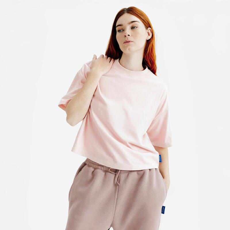 Tricou crop top, Elementals, Alb Damă