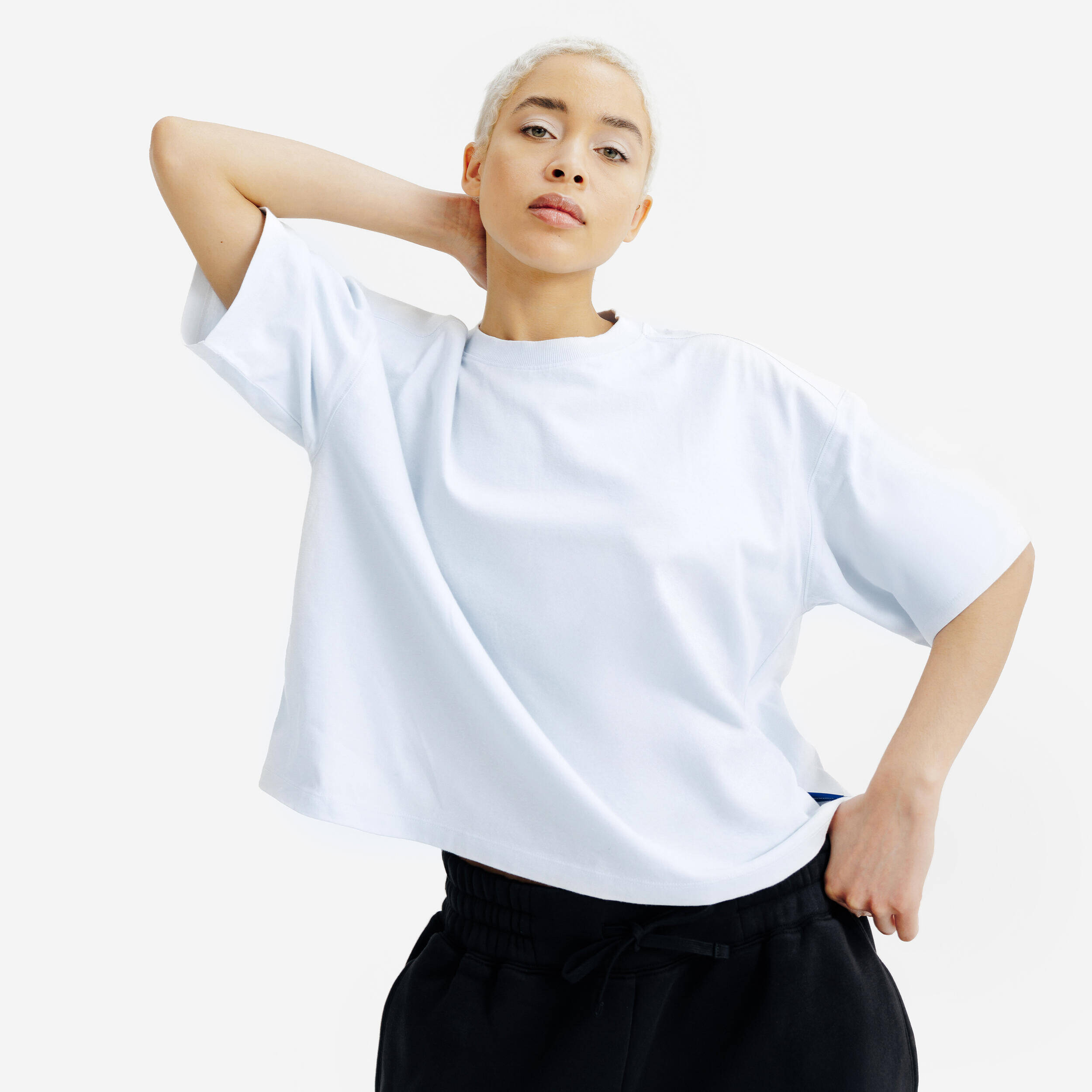 Women's crop top T-Shirt, Elementals, Light blue