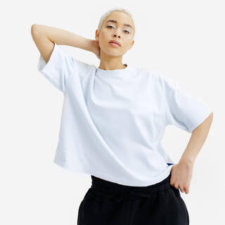 Women's crop top T-Shirt, Elementals, Light blue