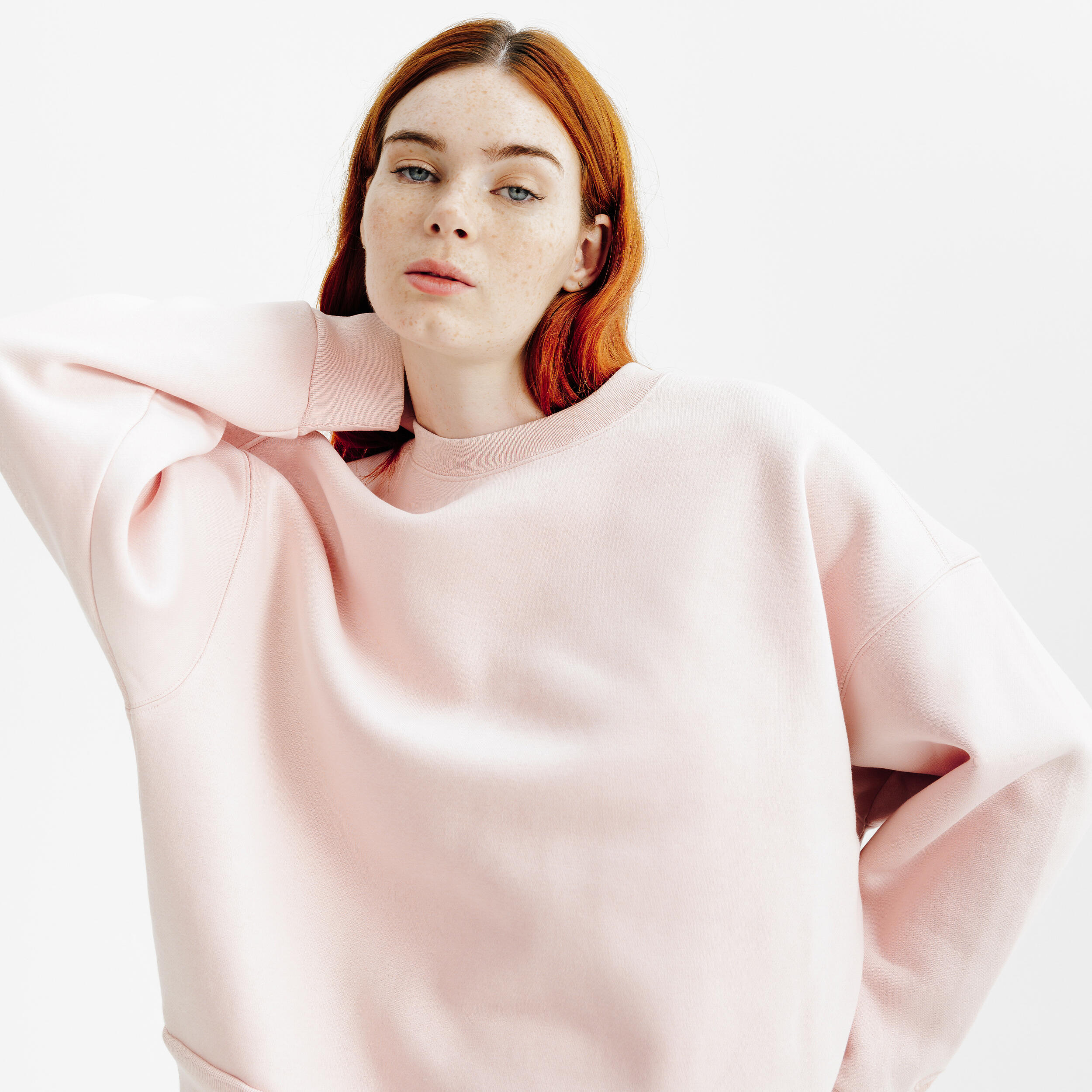 Felpa donna ELEMENTALS girocollo oversize pesante rosa 3/6
