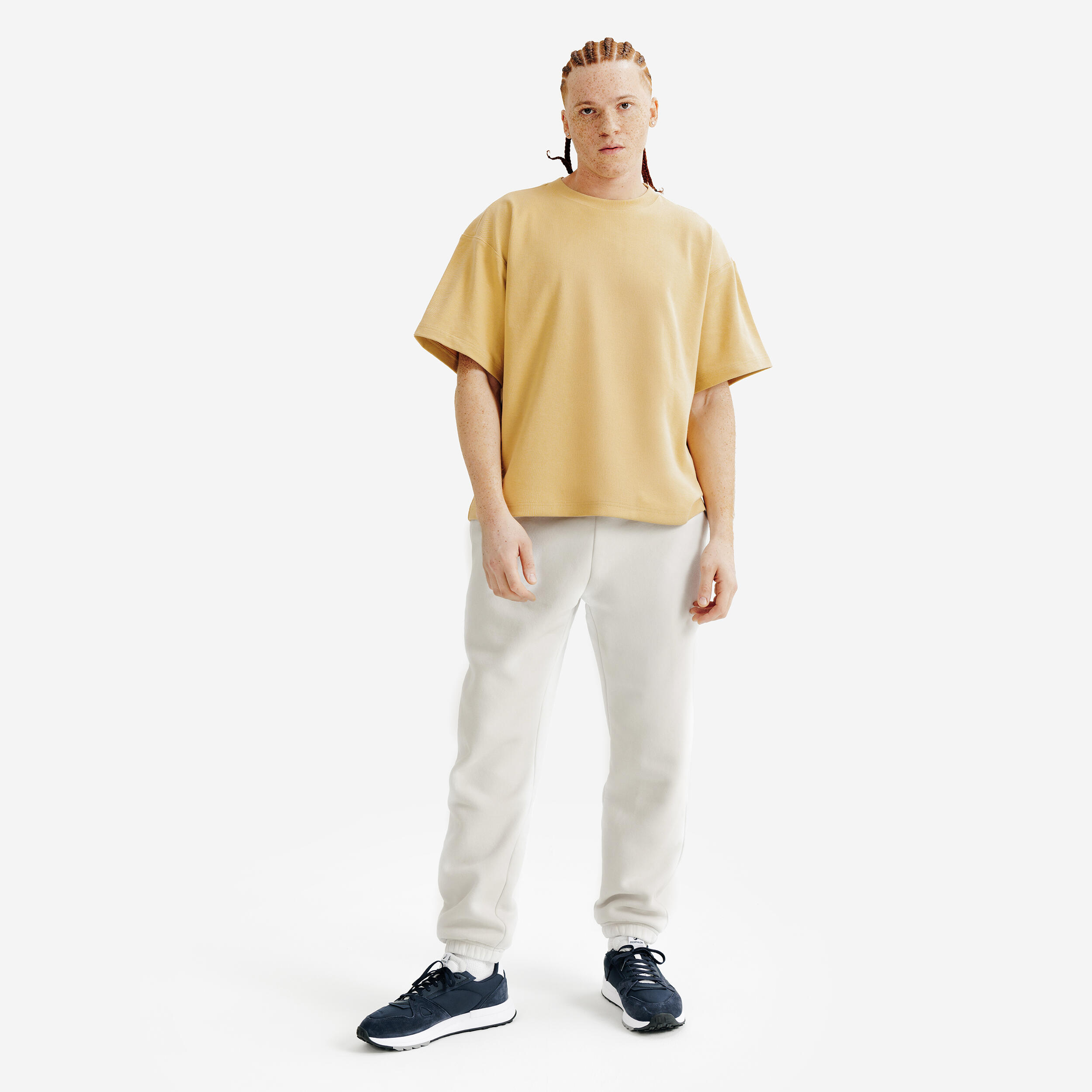 DECATHLON Pánske oversize tričko béžové 2XL