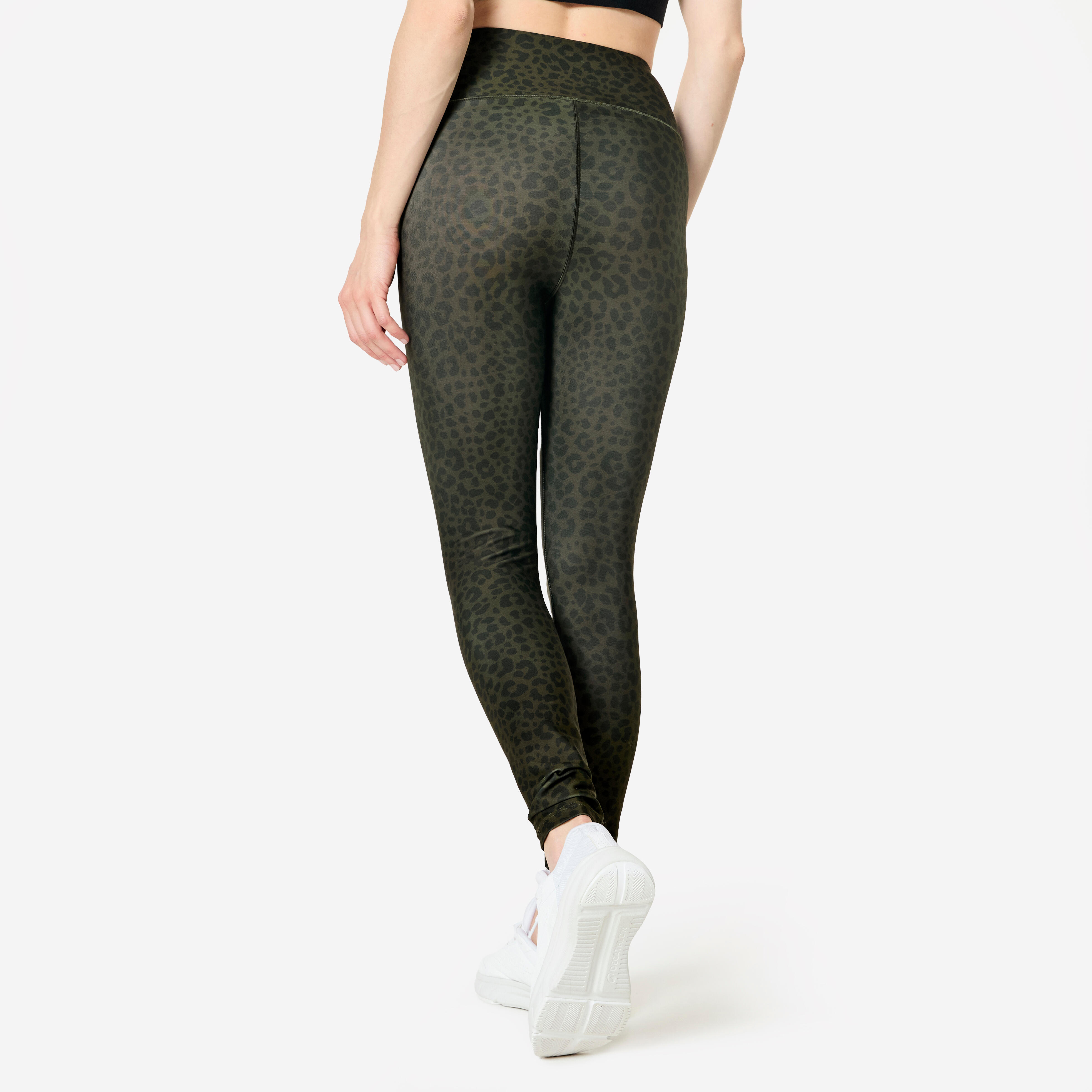 Women’s High-Waisted Fitness Leggings with Leopard Print, FTI 100 - DOMYOS