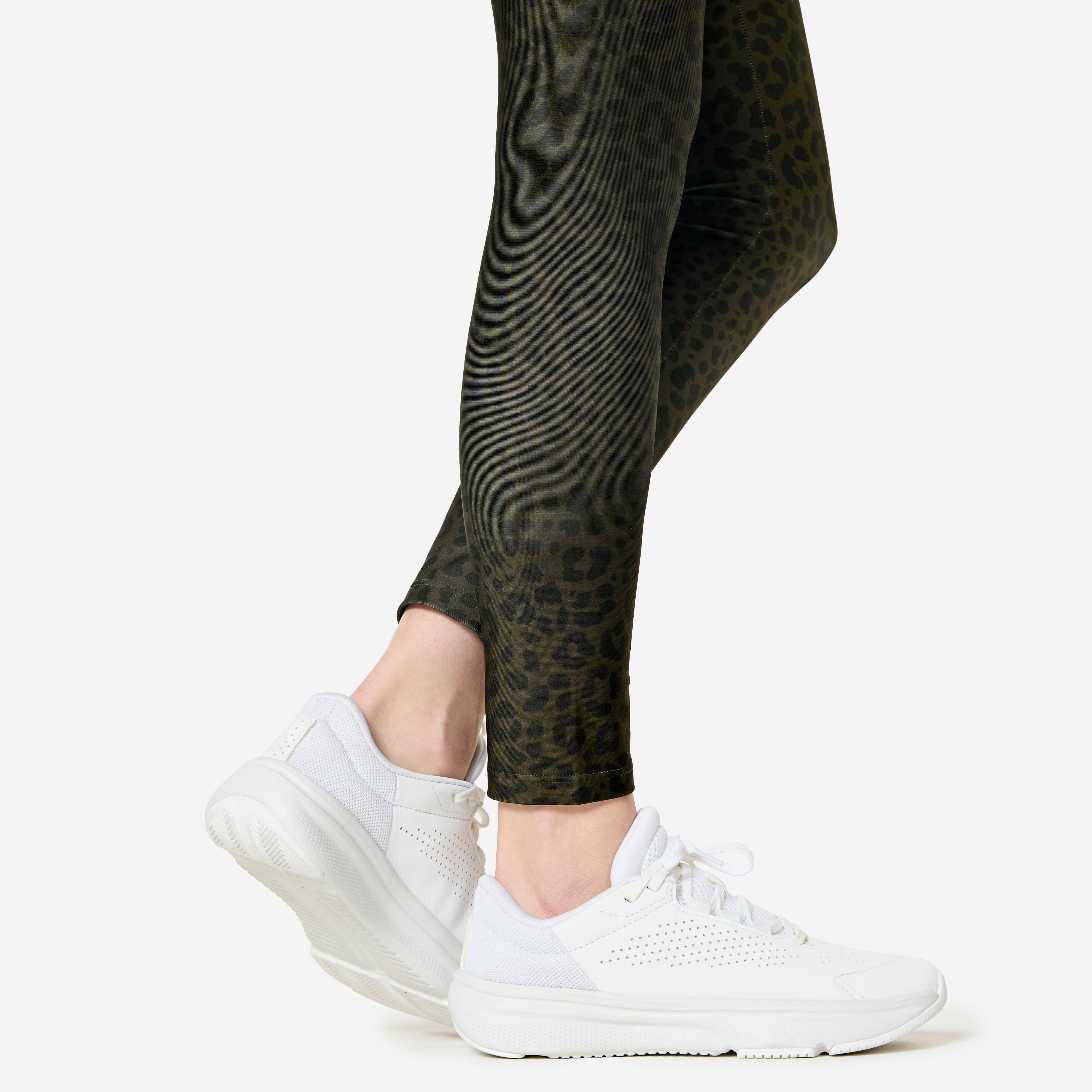 Women’s High-Waisted Fitness Leggings with Leopard Print, FTI 100 - DOMYOS