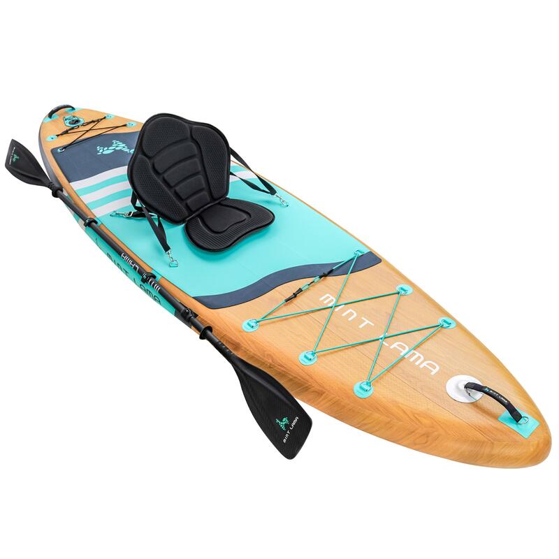 PACK STAND UP PADDLE GONFLABLE DE RANDONNÉE MINT LAMA FAMILY 10'6'' BOIS/MENTHE