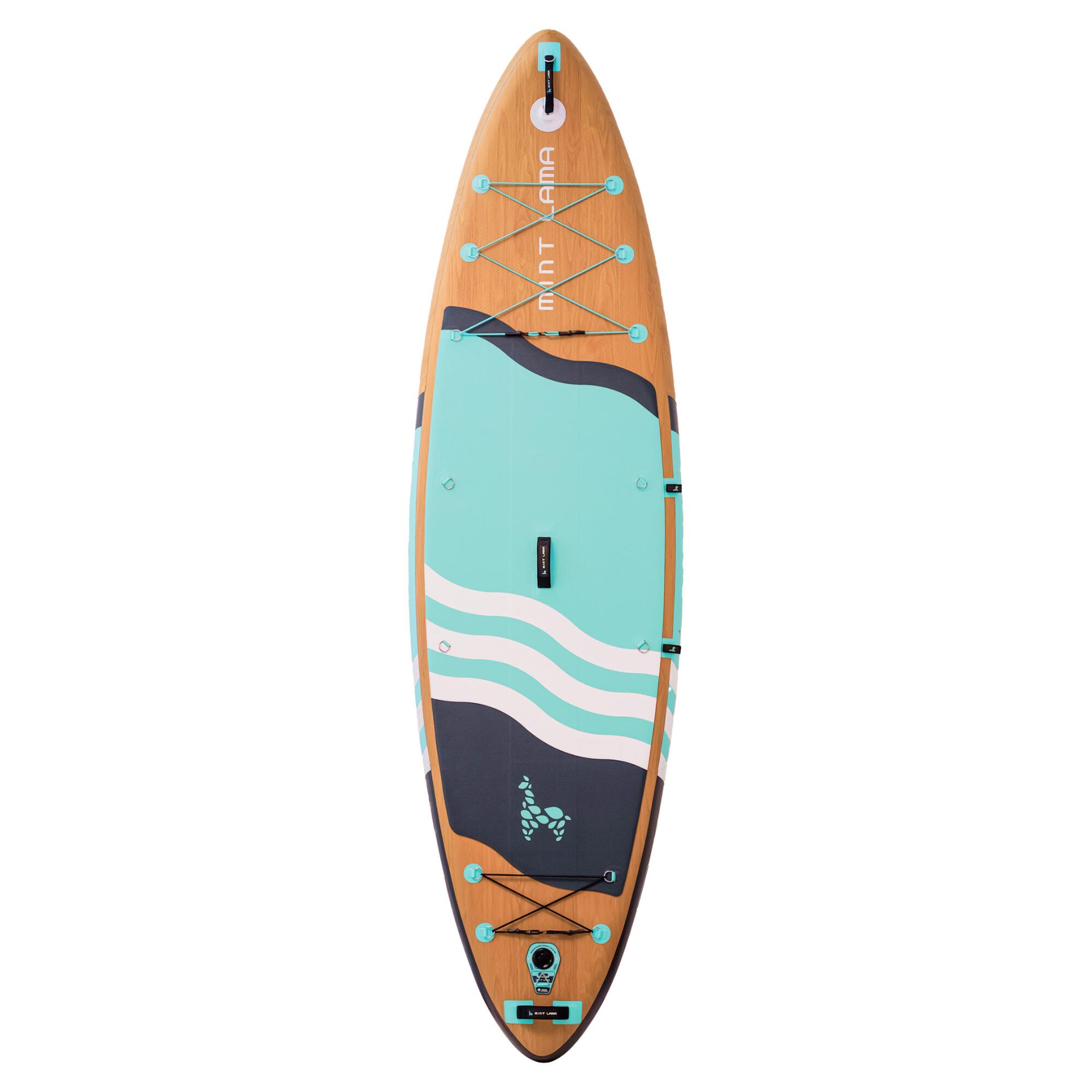 PACK STAND UP PADDLE GONFLABLE DE RANDONNÉE MINT LAMA FAMILY 10'6'' BOIS/MENTHE 2/11